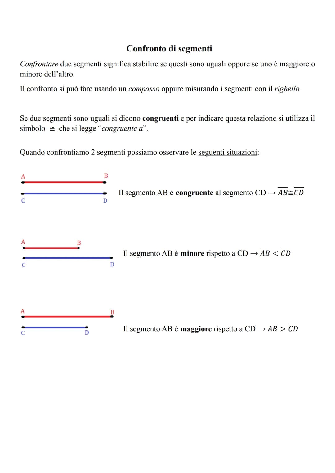 I SEGMENTI
Il segmento è una parte di linea retta delimitata da 2 punti A e B chiamati ESTREMI.
r
(
Due segmenti che hanno un estremo in com