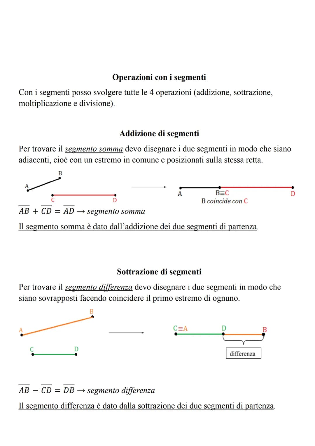 I SEGMENTI
Il segmento è una parte di linea retta delimitata da 2 punti A e B chiamati ESTREMI.
r
(
Due segmenti che hanno un estremo in com