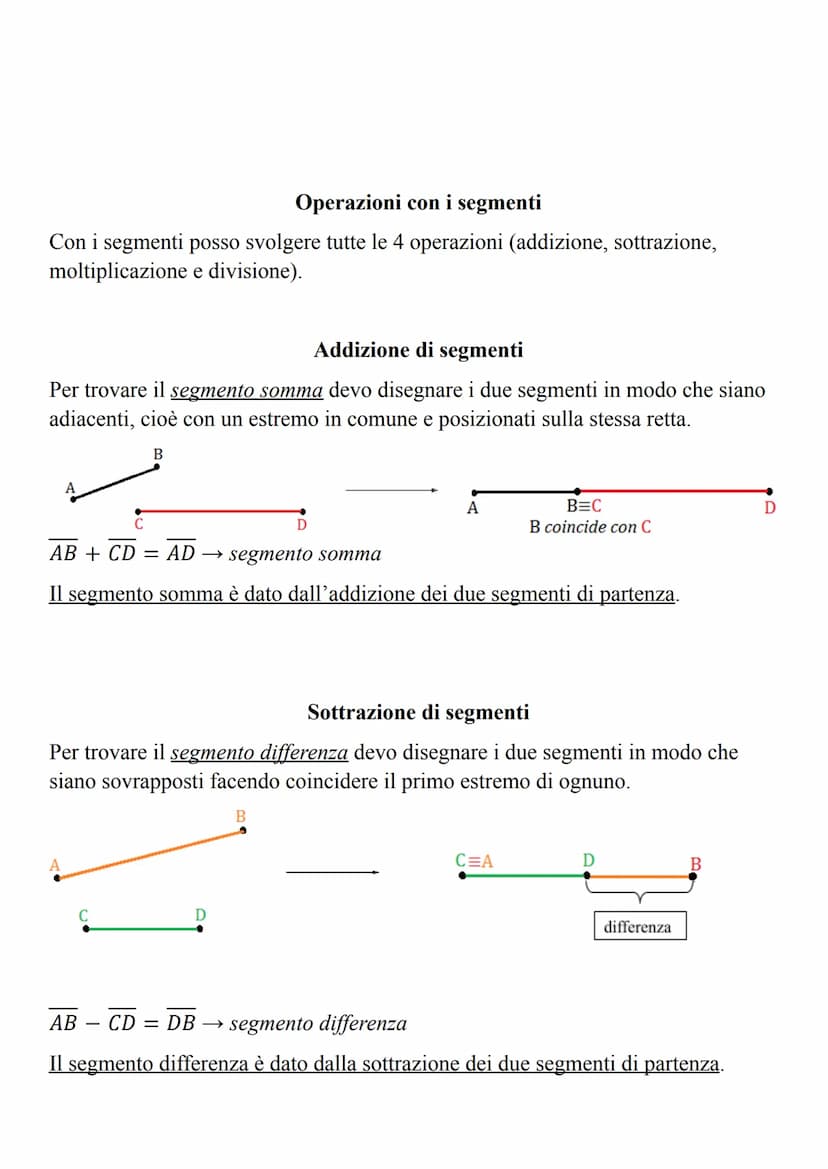 I SEGMENTI
Il segmento è una parte di linea retta delimitata da 2 punti A e B chiamati ESTREMI.
r
(
Due segmenti che hanno un estremo in com