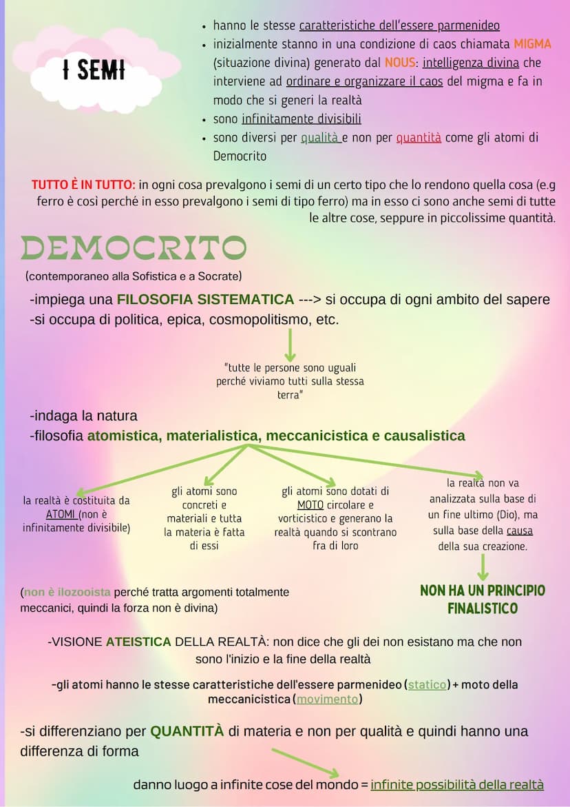 I PLURALISTI
OBBIETTIVO: conciliare la staticità di Parmenide e il movimento di
Eraclito, quindi anche l'eternità e il divenire. Inoltre tor