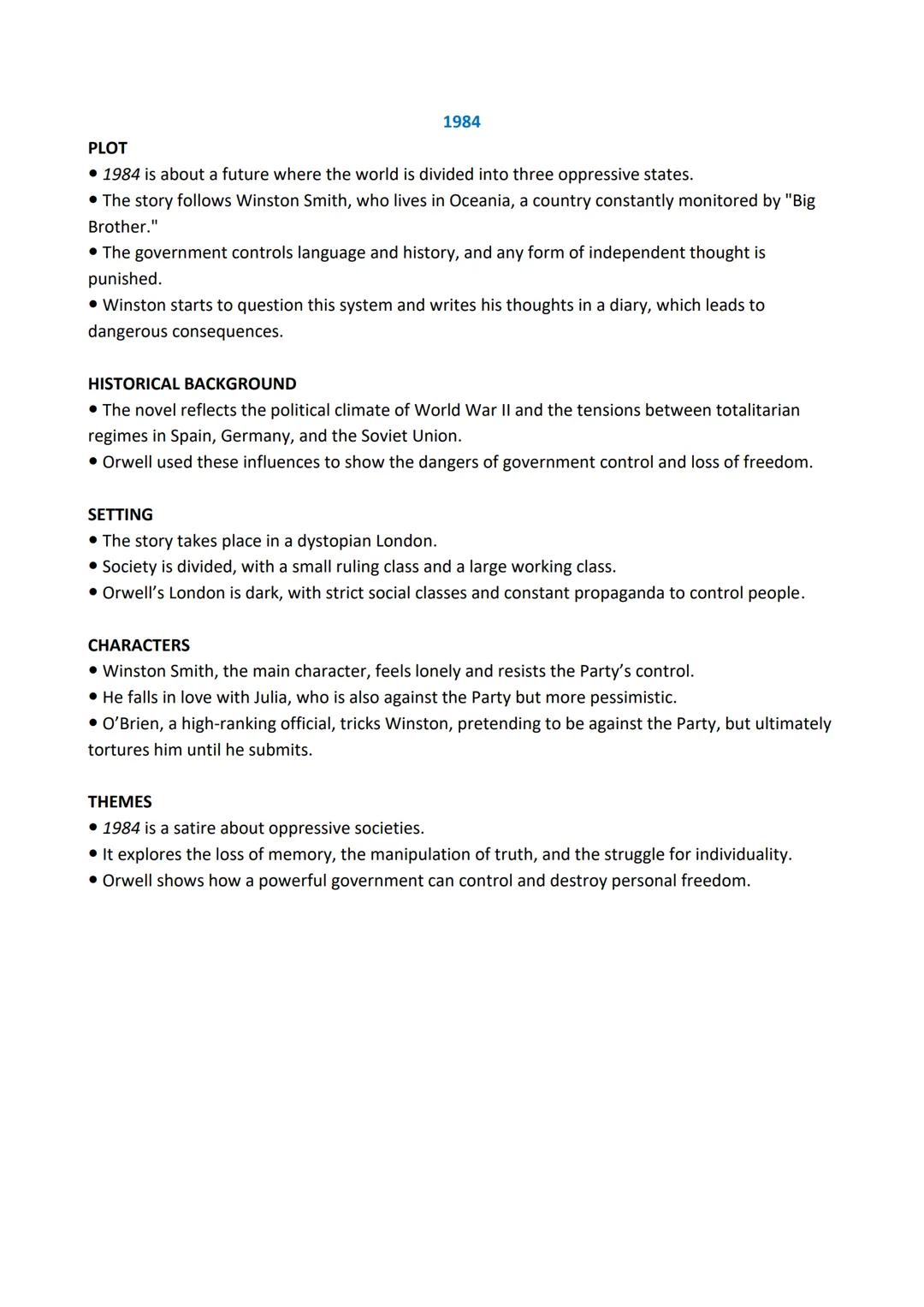 GEORGE ORWELL - LIFE AND WORK
EARLY LIFE
George Orwell was born in India in 1903. He studied in England, where he didn't like the strict
rul