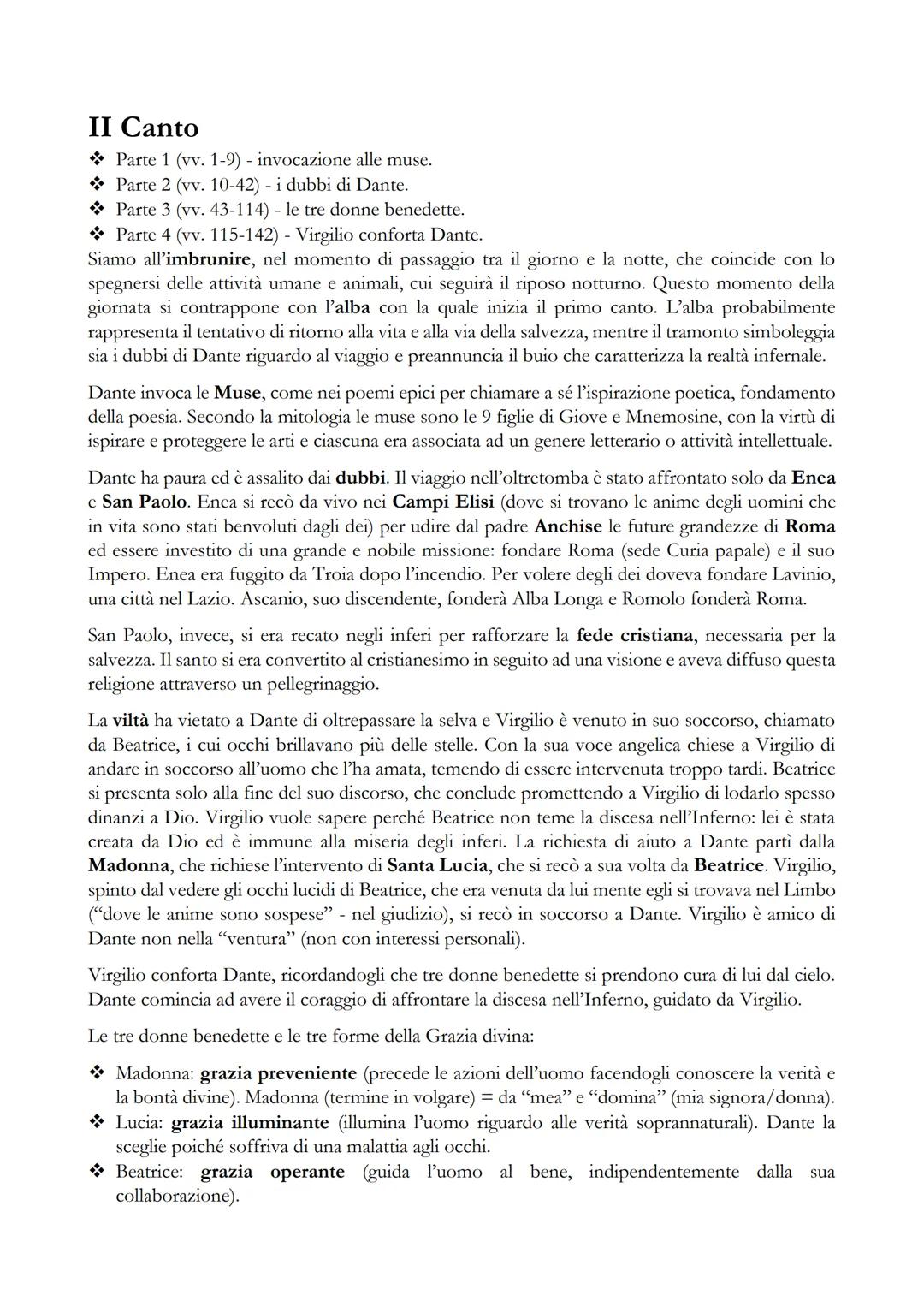 # Inferno

I Canto

La Commedia si apre con toni che potrebbero apparentemente sembrare quasi fiabeschi. Sono
presenti infatti gli elementi 