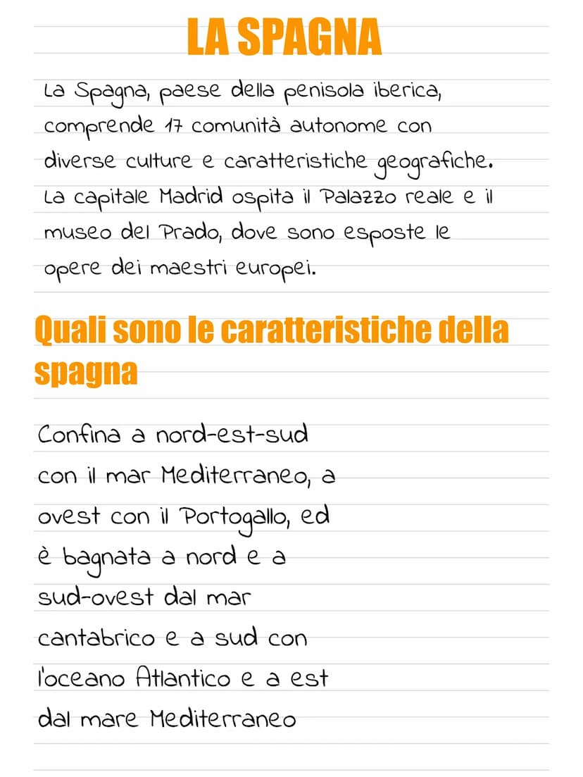 I
I LA SPAGNA
La Spagna, paese della penisola iberica,
comprende 17 comunità autonome con
diverse culture e caratteristiche geografiche.
La 