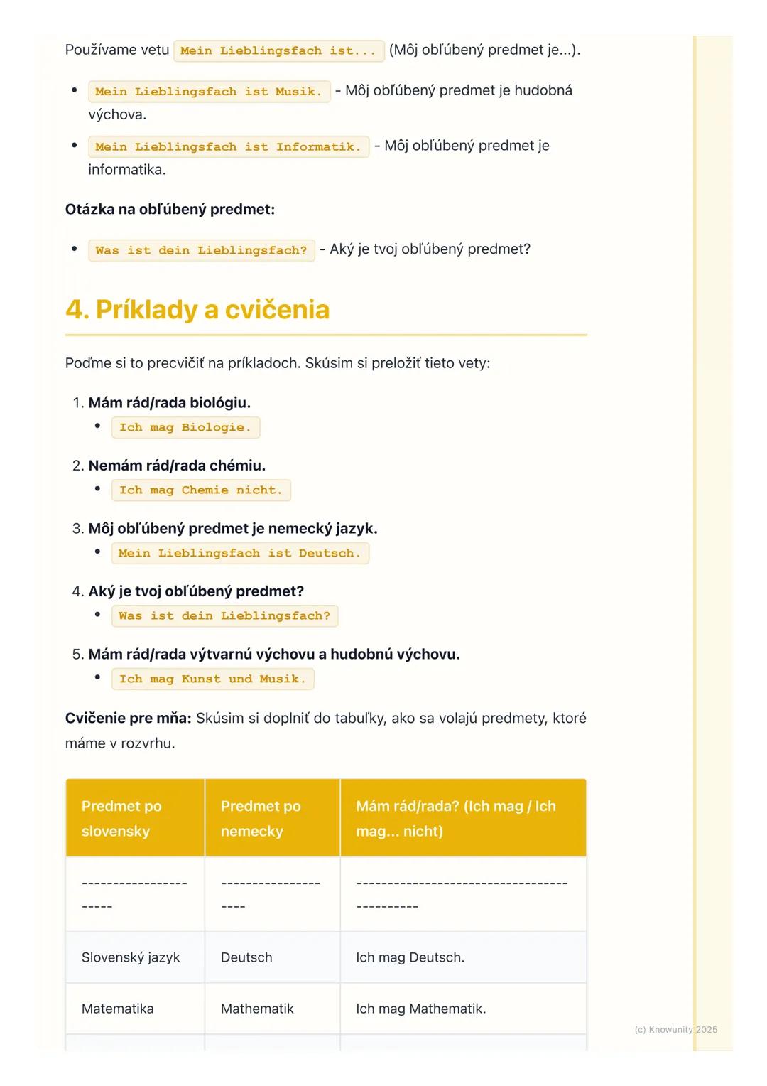 # Školské predmety

## 1. Prehľad a úvod

Ahoj! Dnes si píšem poznámky k téme školské predmety v nemčine. Je to
dôležité, aby som vedel/vede