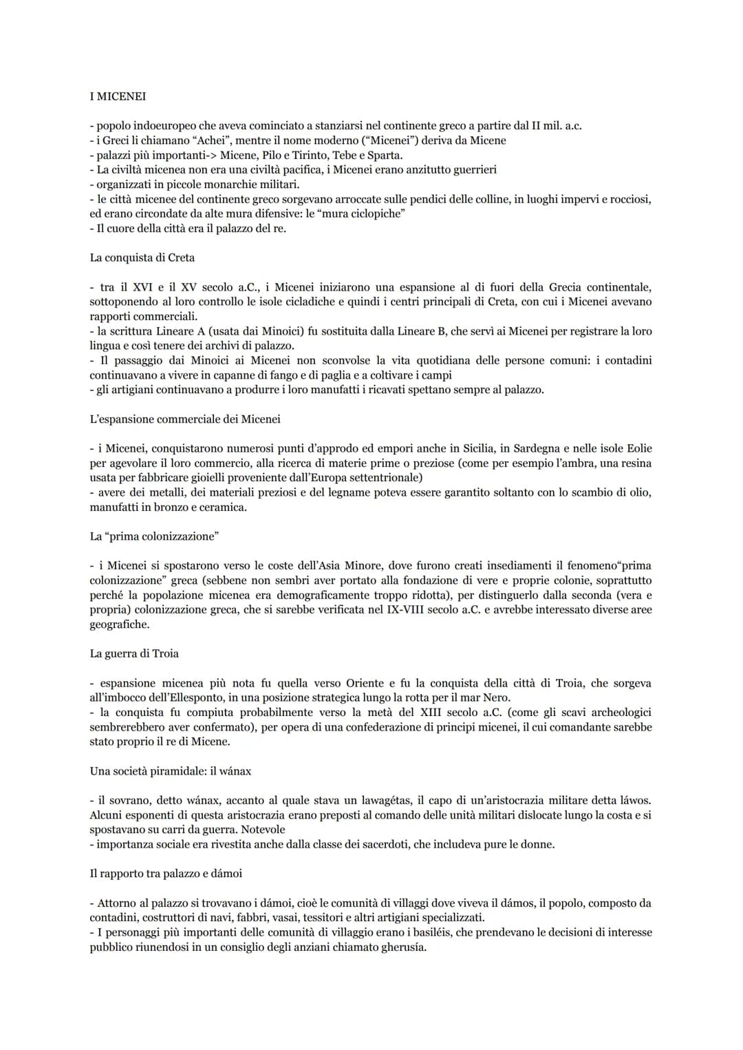 I MICENEI
- popolo indoeuropeo che aveva cominciato a stanziarsi nel continente greco a partire dal II mil. a.c.
-i Greci li chiamano "Achei