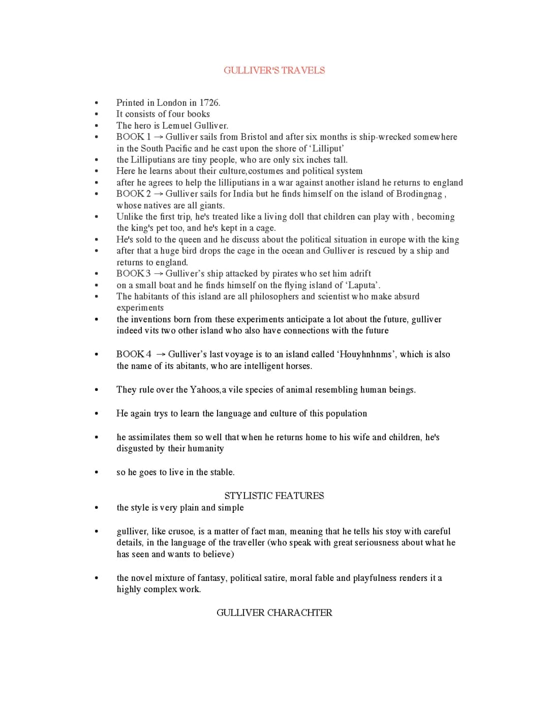 Gulliver's Travels: Detailed Summary and Guide in English