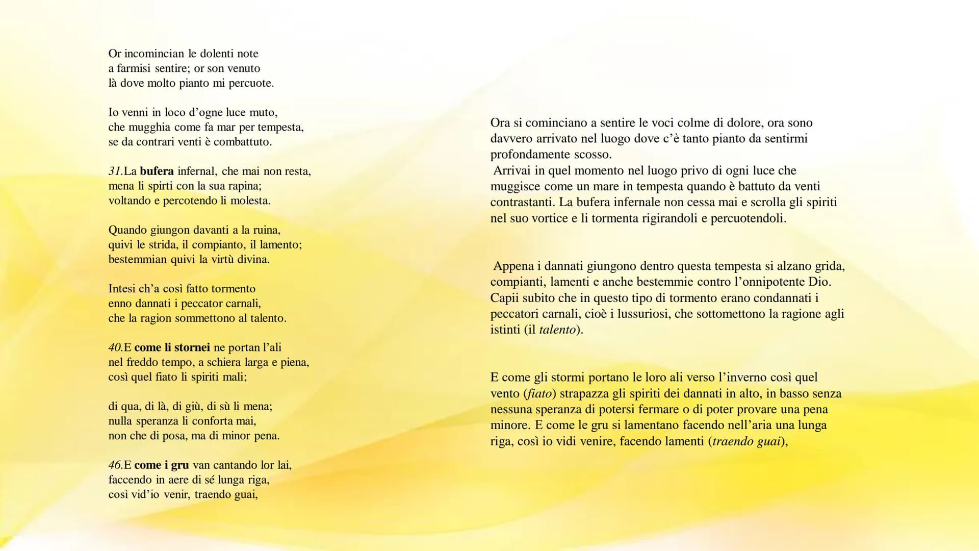 Inferno (canto V)
COSA ACCADRÀ QUANDO
DANTE E VIRGILIO
ENTRERANNO NEL SECONDO
CERCHIO DELL'INFERNO, IL
CERCHIO DEI LUSSURIOSI? INTRODUZIONE

