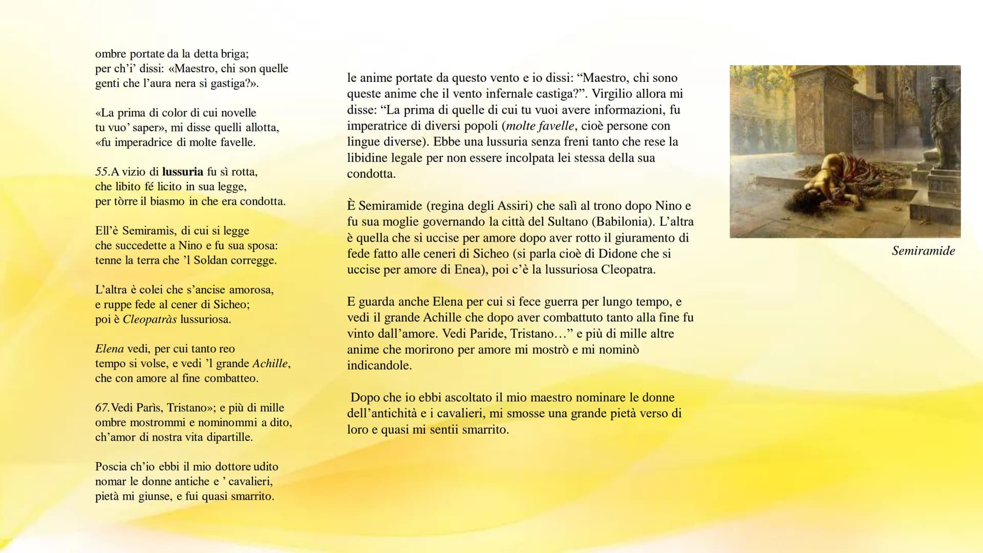 Inferno (canto V)
COSA ACCADRÀ QUANDO
DANTE E VIRGILIO
ENTRERANNO NEL SECONDO
CERCHIO DELL'INFERNO, IL
CERCHIO DEI LUSSURIOSI? INTRODUZIONE
