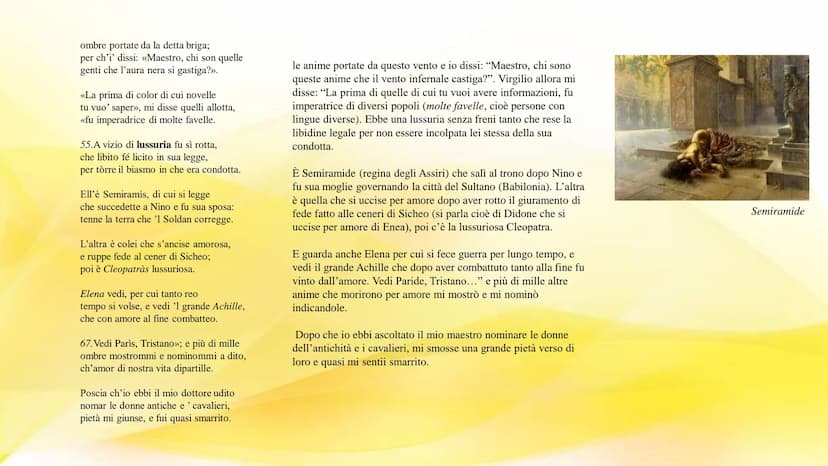 Inferno (canto V)
COSA ACCADRÀ QUANDO
DANTE E VIRGILIO
ENTRERANNO NEL SECONDO
CERCHIO DELL'INFERNO, IL
CERCHIO DEI LUSSURIOSI? INTRODUZIONE
