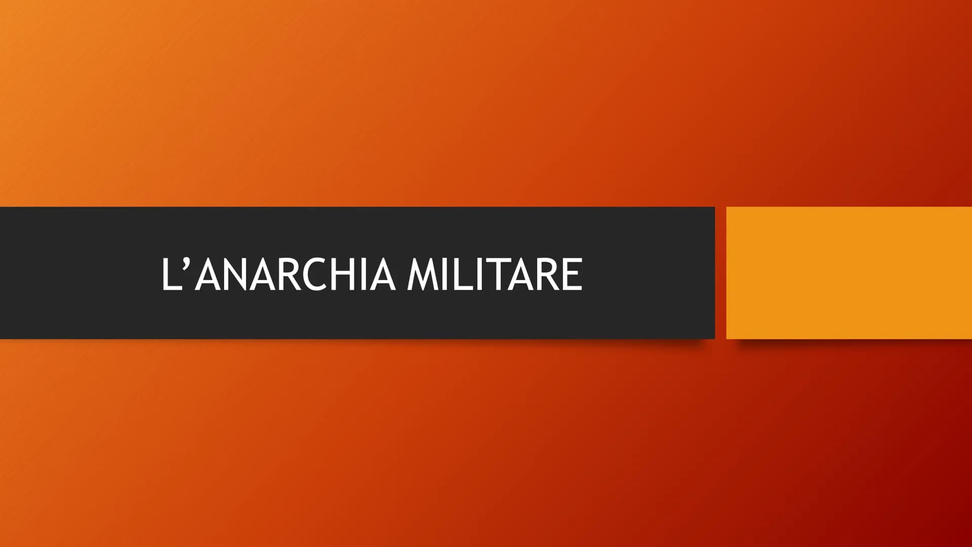 DALL'ANARCHIA
MILITARE A COSTANTINO L'ANARCHIA MILITARE L'ANARCHIA MILITARE
(235-284 d.C.)
Questo periodo è compreso fra la morte di
Alessan