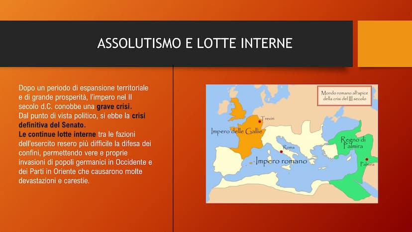 DALL'ANARCHIA
MILITARE A COSTANTINO L'ANARCHIA MILITARE L'ANARCHIA MILITARE
(235-284 d.C.)
Questo periodo è compreso fra la morte di
Alessan