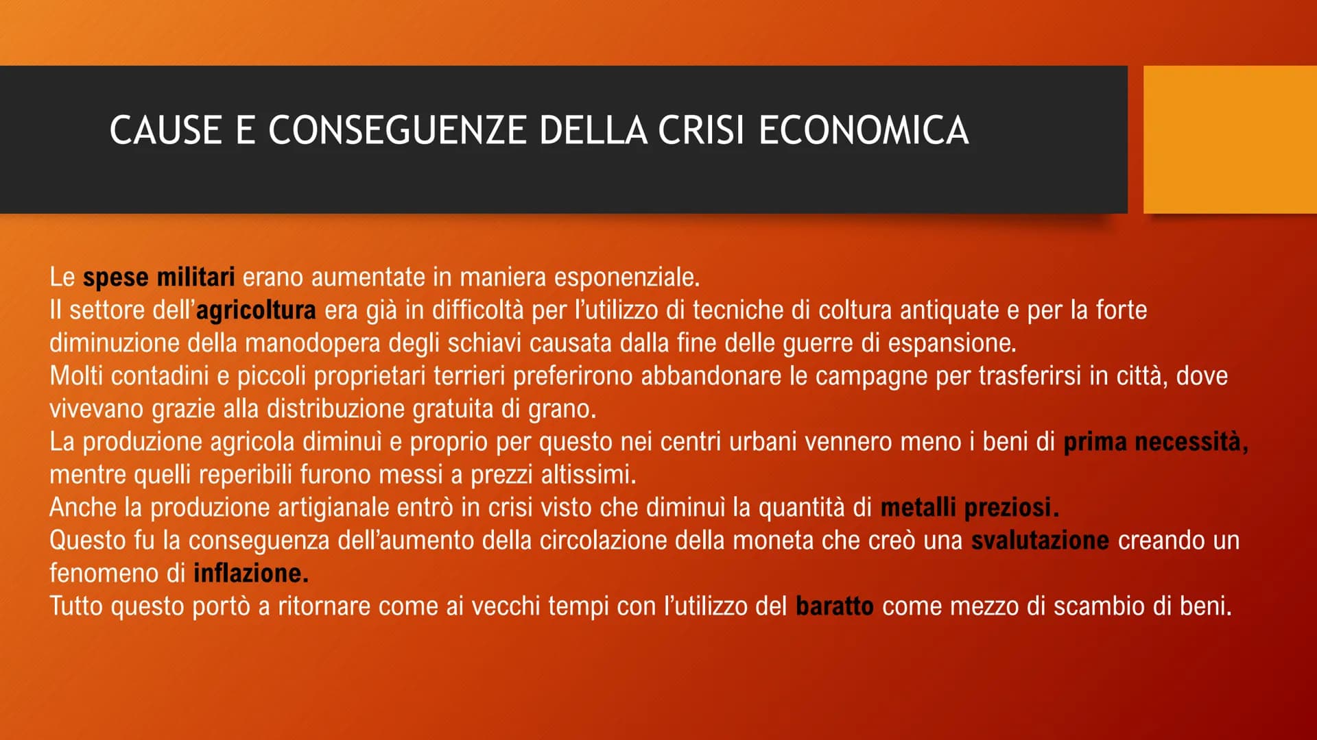 DALL'ANARCHIA
MILITARE A COSTANTINO L'ANARCHIA MILITARE L'ANARCHIA MILITARE
(235-284 d.C.)
Questo periodo è compreso fra la morte di
Alessan