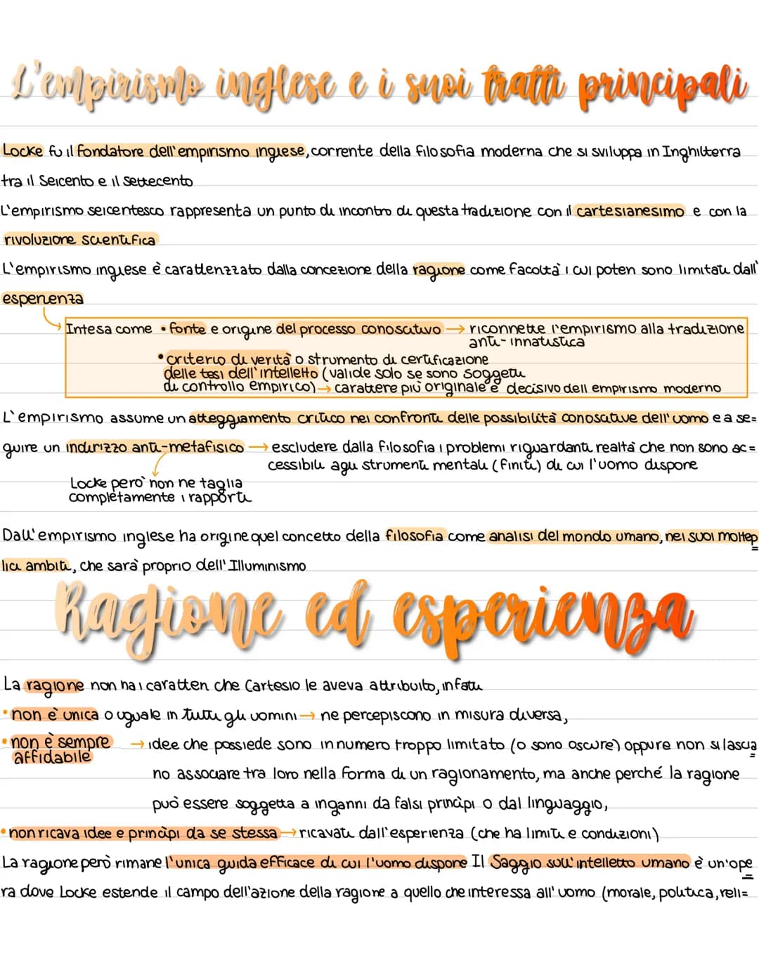 
<p>L'empirismo inglese è una corrente della filosofia moderna sviluppatasi in Inghilterra tra il Seicento e il settecento. Questa corrente 