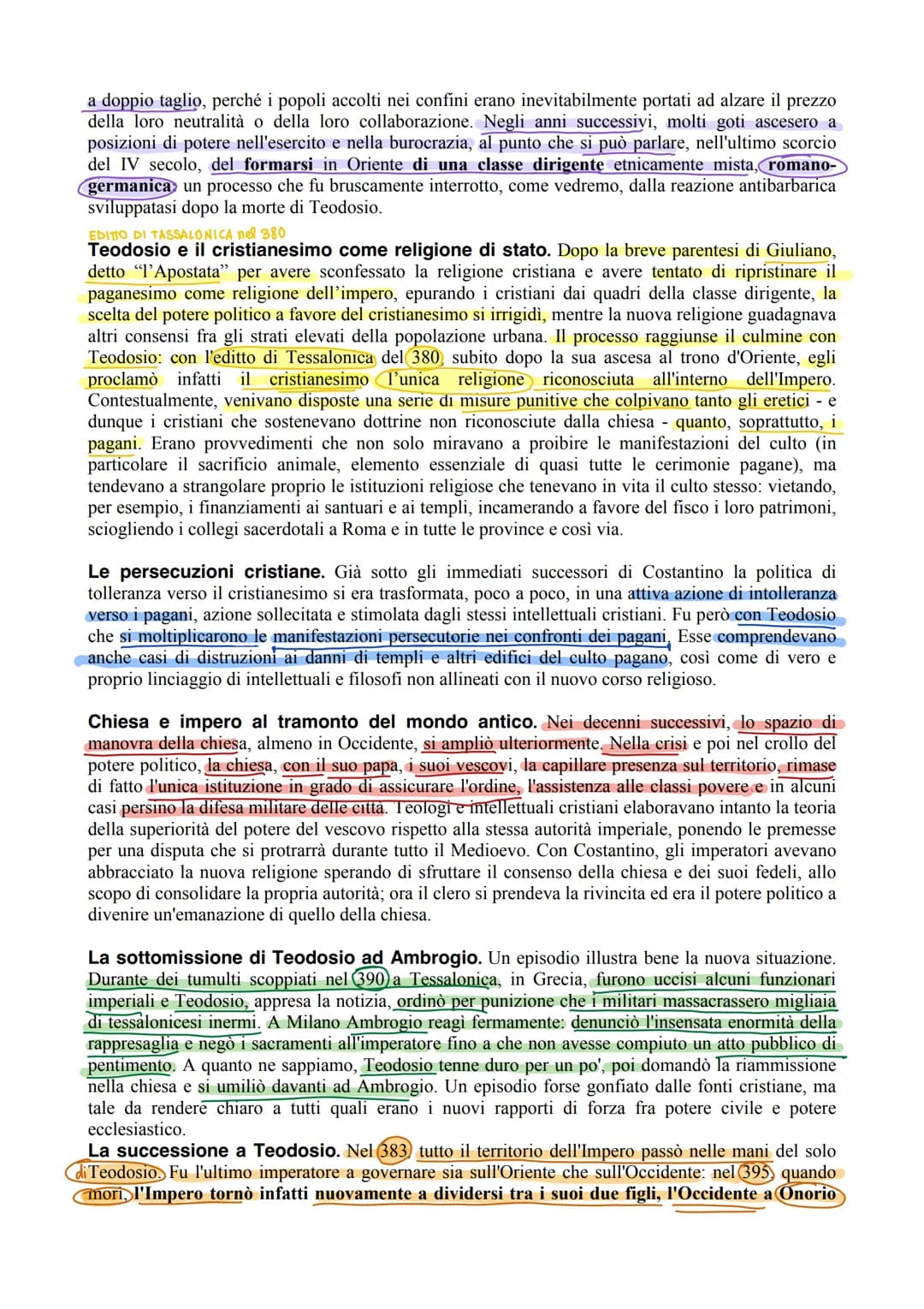 Oriente e Occidente dall'unità alla rottura:
tra Costantino e Romolo Augustolo
Il mondo romano dalla morte di Costantino a Teodosio
Un proge