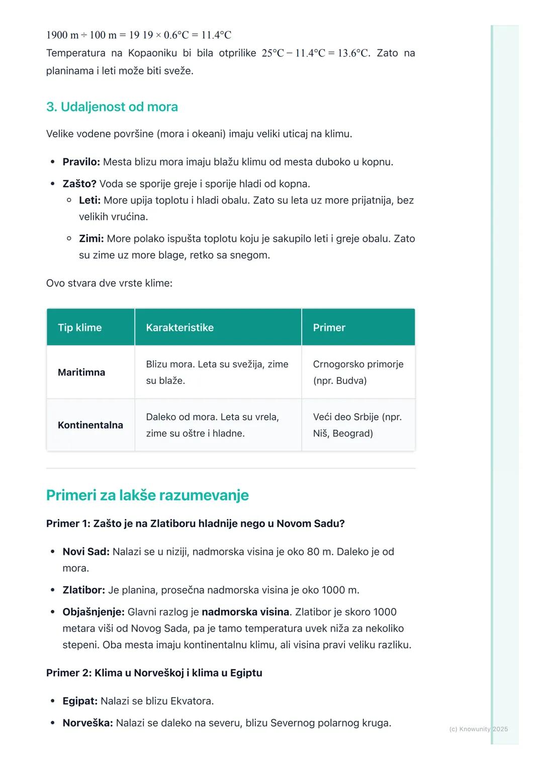 # Klimatski faktori

Šta su klimatski faktori?

Klima nije ista svuda na Zemlji. Na nekim mestima je uvek toplo, a na drugim je
hladno. Klim