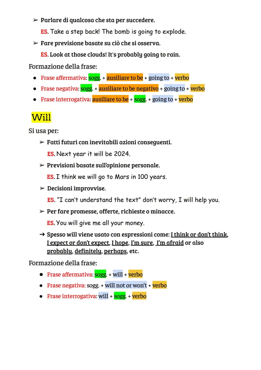Future tenses
Present continuous for future
Si usa per:
➤ Parlare di cose già programmate, che si è sicuri di fare.
ES. I'm working on a sch