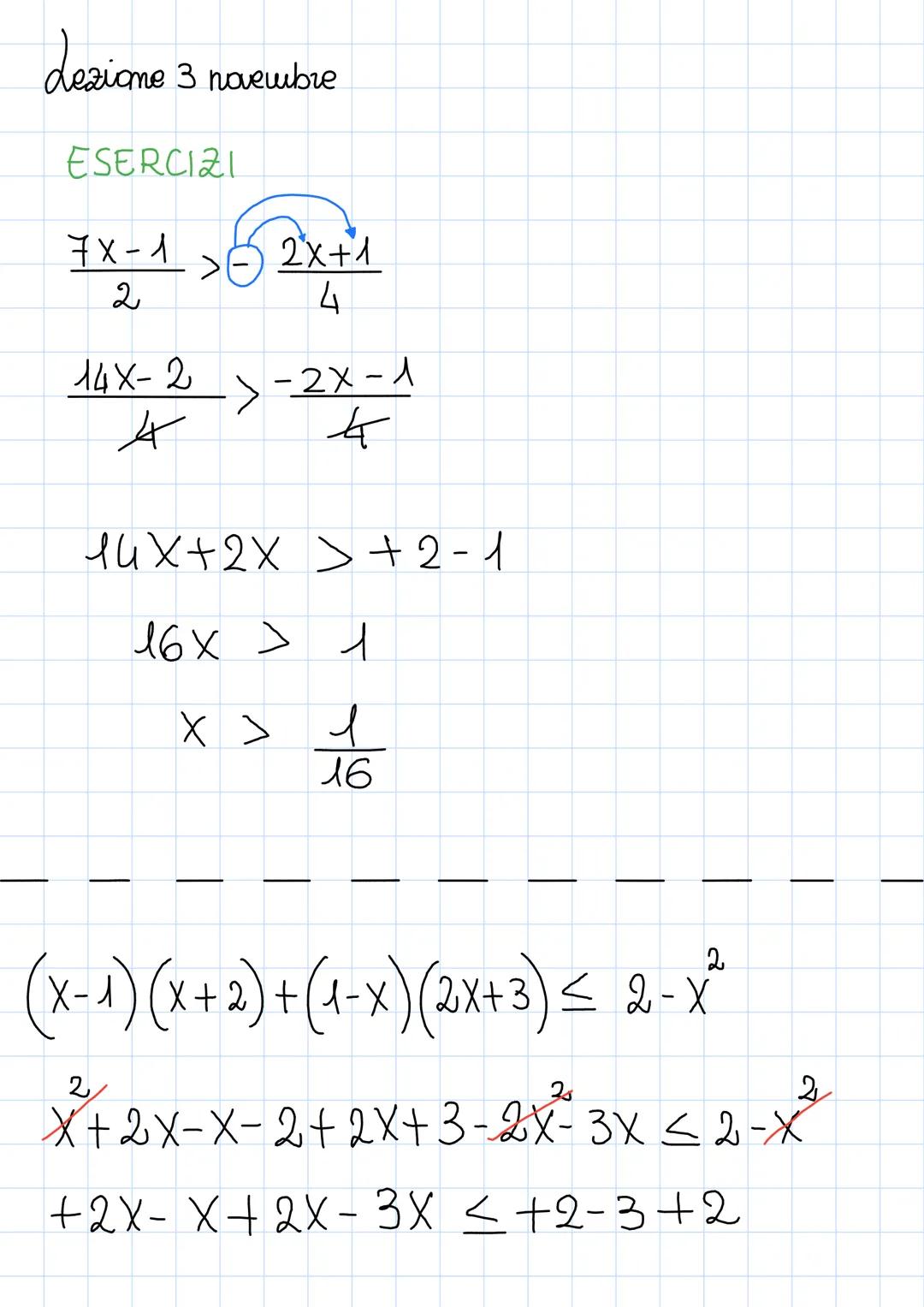 Lezione 28 ottobre
<
minore
DISEQUAZIONI LINEARI
minore o maggiore maggiore o
uguale
uguale
esercizi:
• 5 (x-1) < 2 (x-3)
5X-5 <2X-6
5 X-2x 