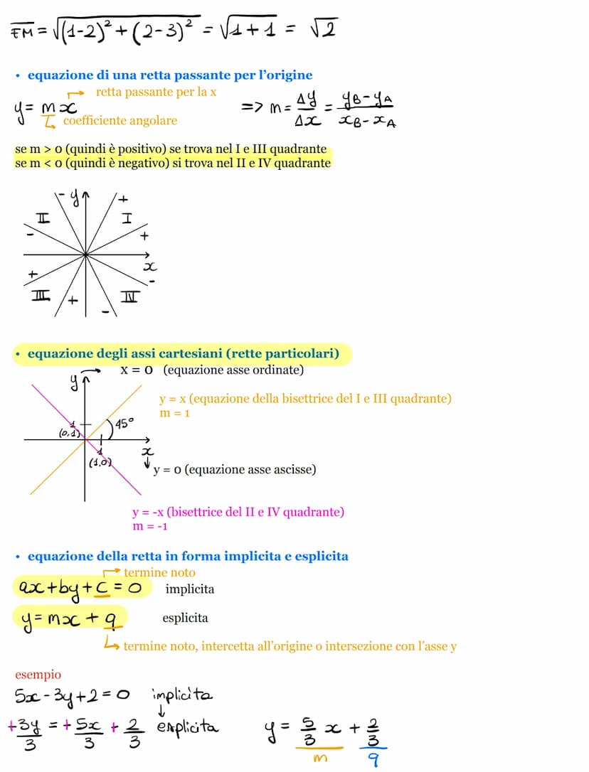 I
(i9)
II
(Ciy)
y (ordinate)
I
(x;y)
esempio
A(3,2)
B(-5,2)
IV
(ig)
-5
x (ascisse)
ул
• se le ascisse sono uguali
AB= (YA-YB1
A (3,2) B (3₁-