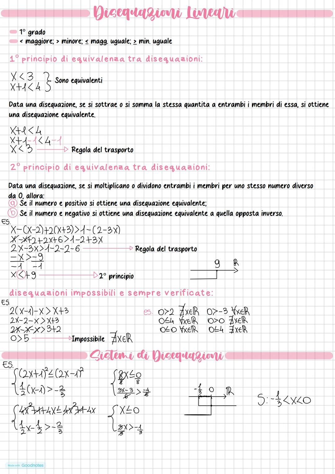 1° principio di equivalenza tra disequazioni:
X<3
x+1 <4 }
X+1 <4
1° grado
<maggiore; > minore; ≤ magg. uguale; > min. uguale
Data una diseq