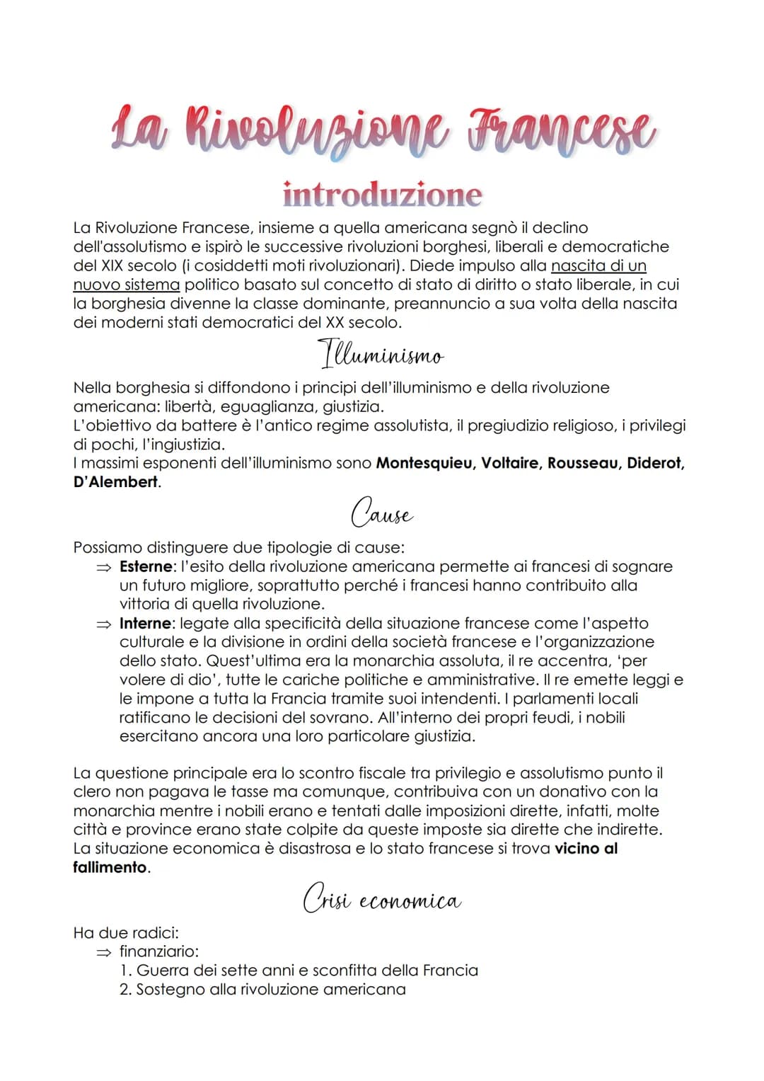 La Rivoluzione Francese
introduzione
La Rivoluzione Francese, insieme a quella americana segnò il declino
dell'assolutismo e ispirò le succe
