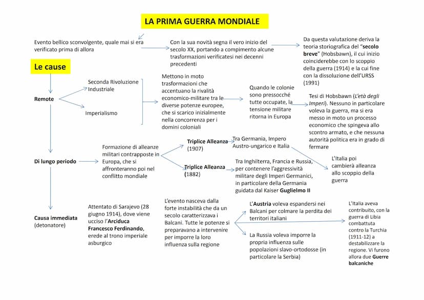 Evento bellico sconvolgente, quale mai si era
verificato prima di allora
Le cause
Remote
Di lungo periodo
Causa immediata
(detonatore)
Secon