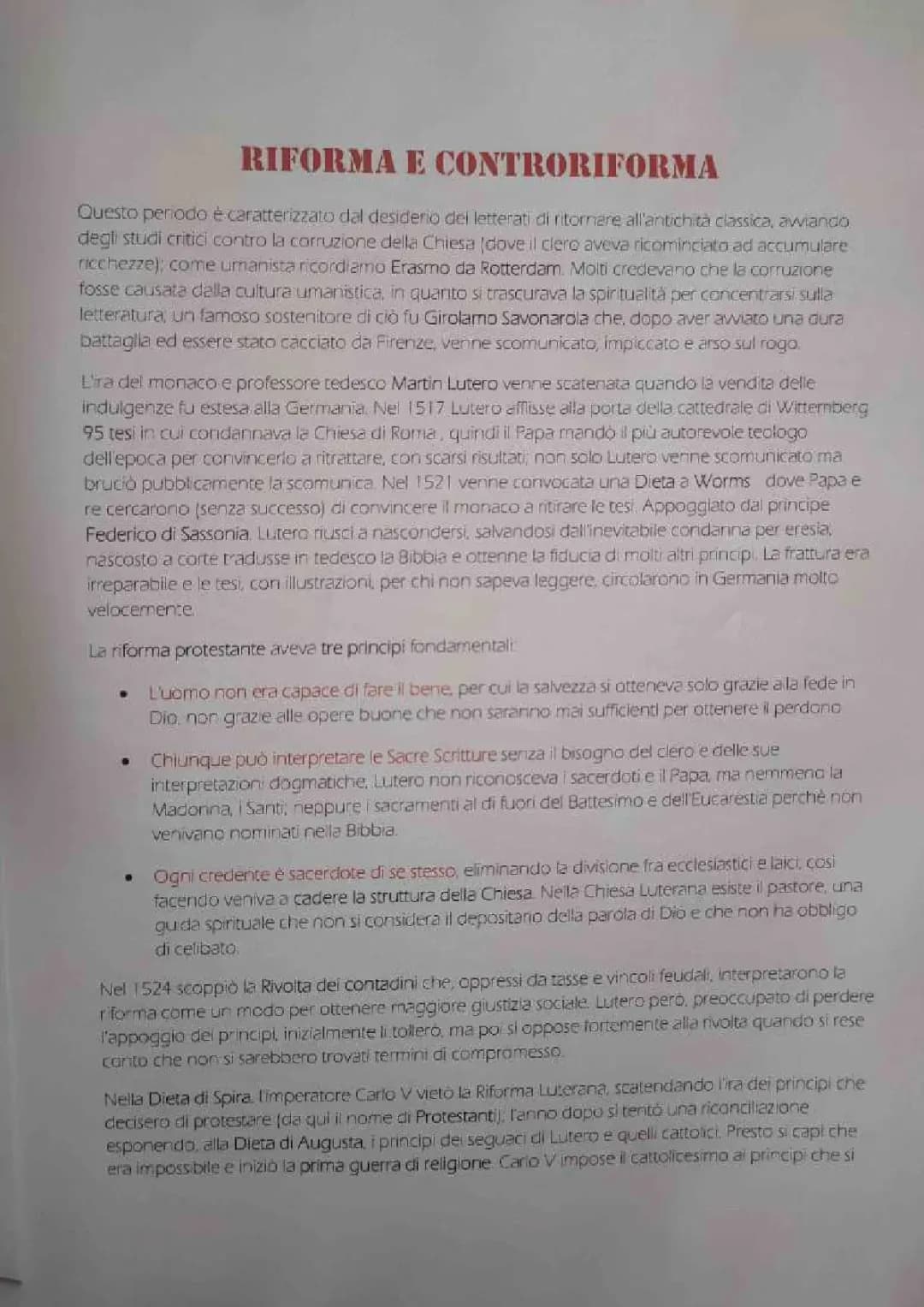 Riforma e Controriforma ( tribunale inquisizione, Calvinismo, Protestantesimo )