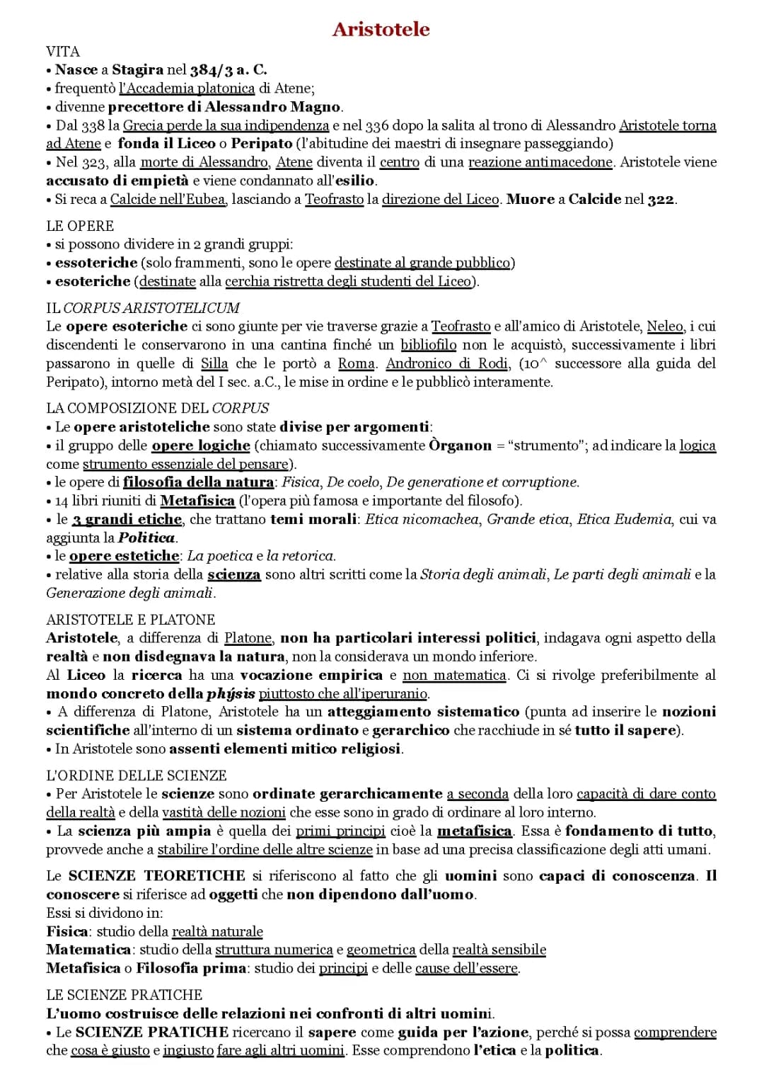 Aristotele - filosofia