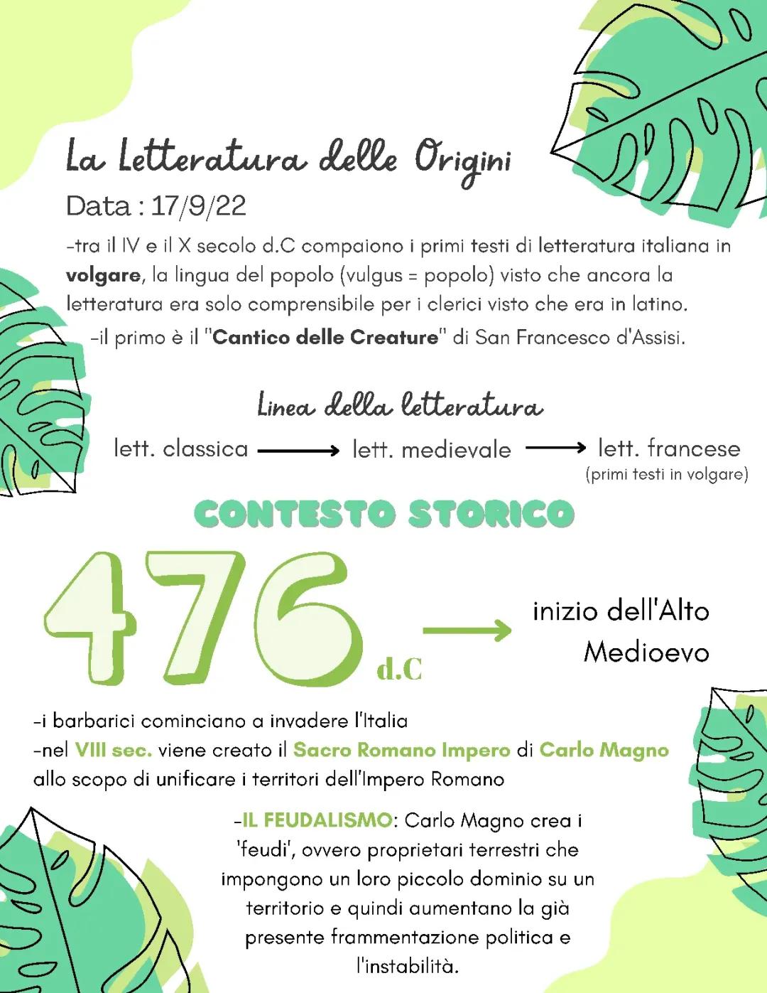 La Letteratura delle Origini - la nascita della letteratura. 
