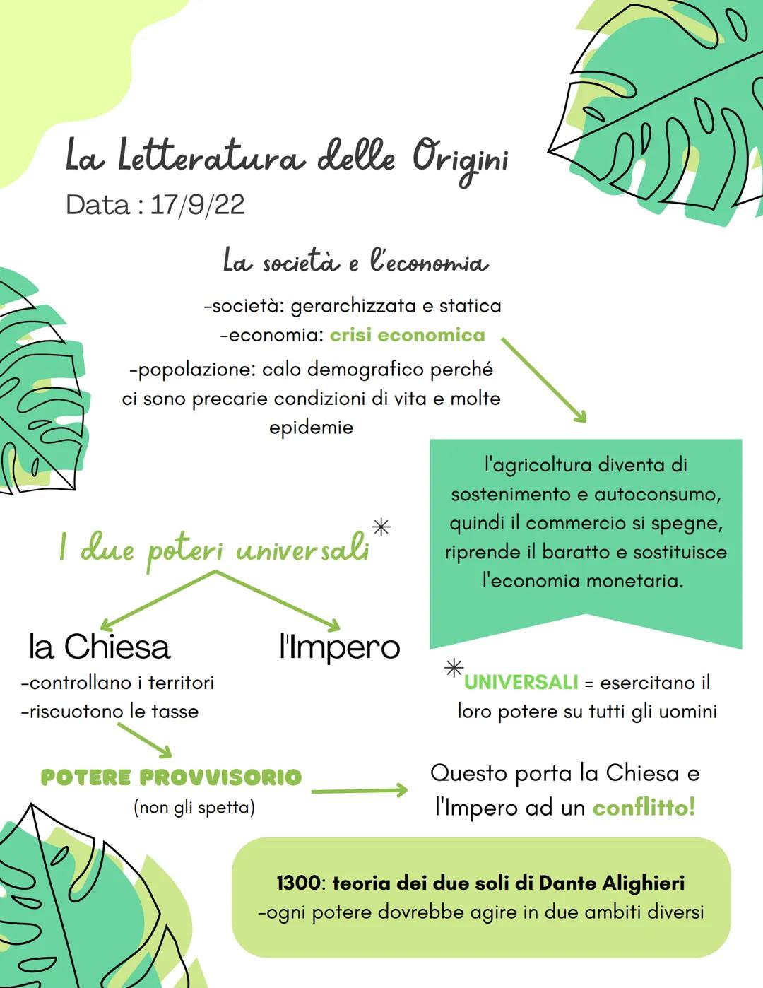 2
La Letteratura delle Origini
Data: 17/9/22
-tra il IV e il X secolo d.C compaiono i primi testi di letteratura italiana in
volgare, la lin