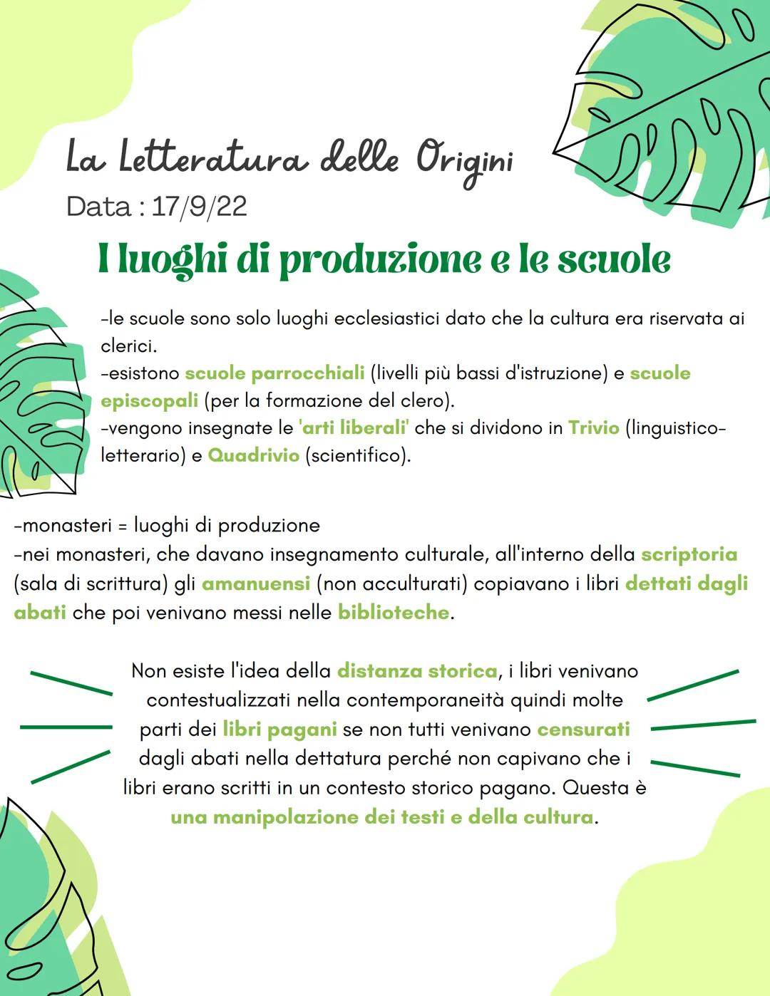 2
La Letteratura delle Origini
Data: 17/9/22
-tra il IV e il X secolo d.C compaiono i primi testi di letteratura italiana in
volgare, la lin