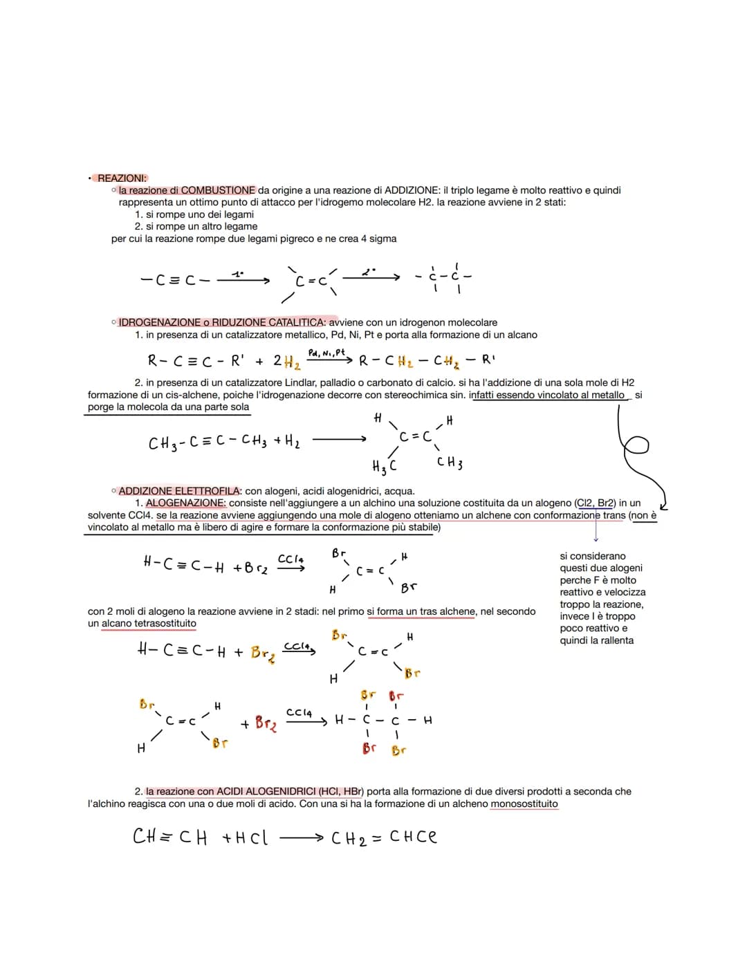 DEF: gli alchini sono idrocarburi alifatici a catena aperta, insaturi per la presenza del triplo legame (uno sigma e due pigreco)
• IBRIDATI