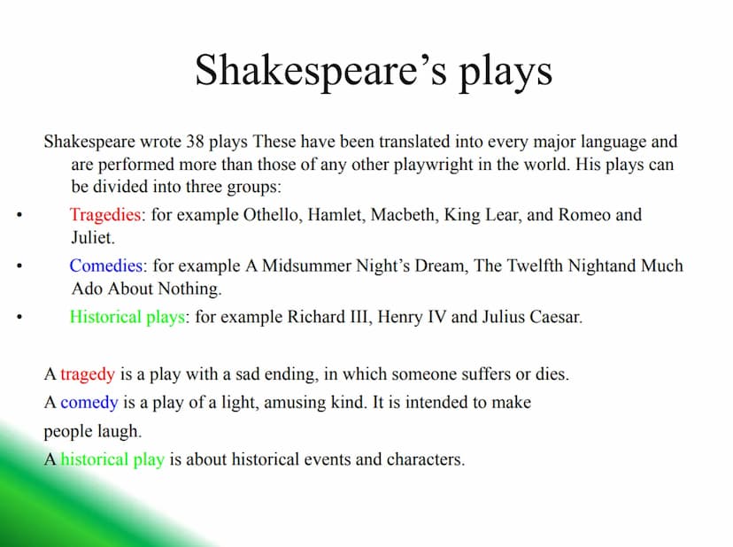 Who was William Shakespeare?
He was:
a poet
a playwright
an actor
Megico
Aptory and Cleopatre
King Henry V
We Hegry -Pars
Mach Meffead Mothi