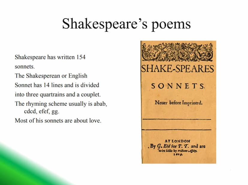 Who was William Shakespeare?
He was:
a poet
a playwright
an actor
Megico
Aptory and Cleopatre
King Henry V
We Hegry -Pars
Mach Meffead Mothi
