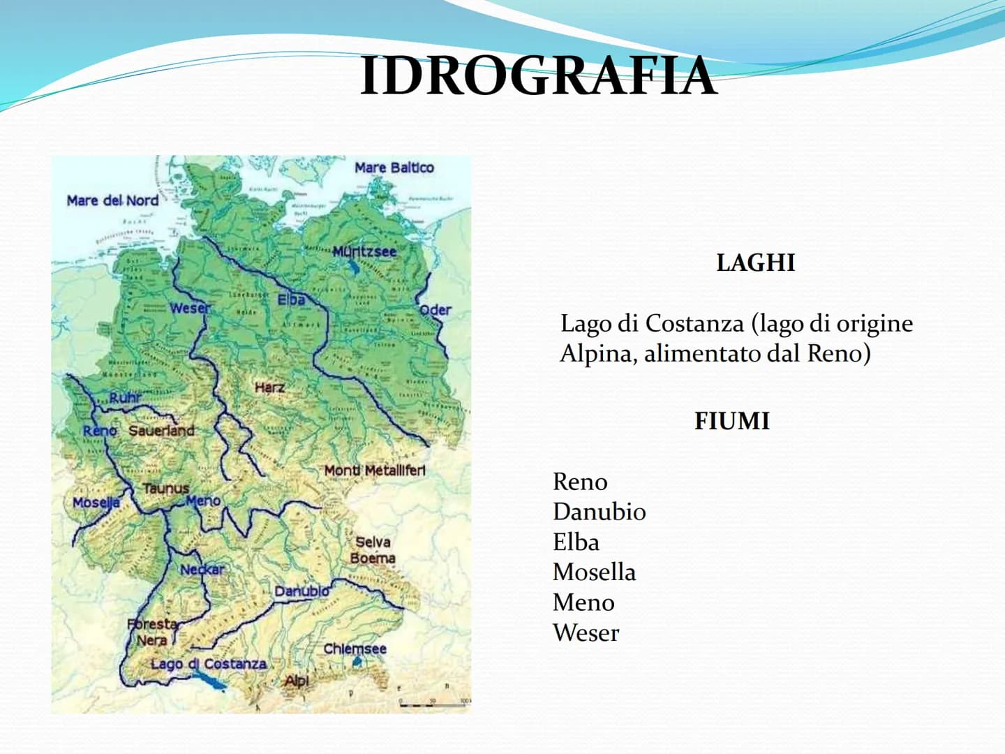 LA GERMANIA Mare del
Nord
Paesi
Bassi
Belgio
Germania
Danimarca
Francia
CONFINI E TERRITORIO
Amburgo
Berlino
Germania
Lussemburgo
Svizzera
M