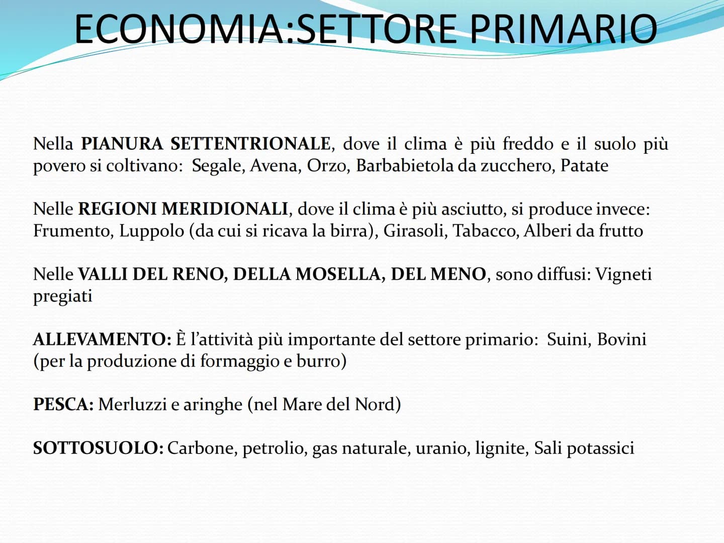 LA GERMANIA Mare del
Nord
Paesi
Bassi
Belgio
Germania
Danimarca
Francia
CONFINI E TERRITORIO
Amburgo
Berlino
Germania
Lussemburgo
Svizzera
M