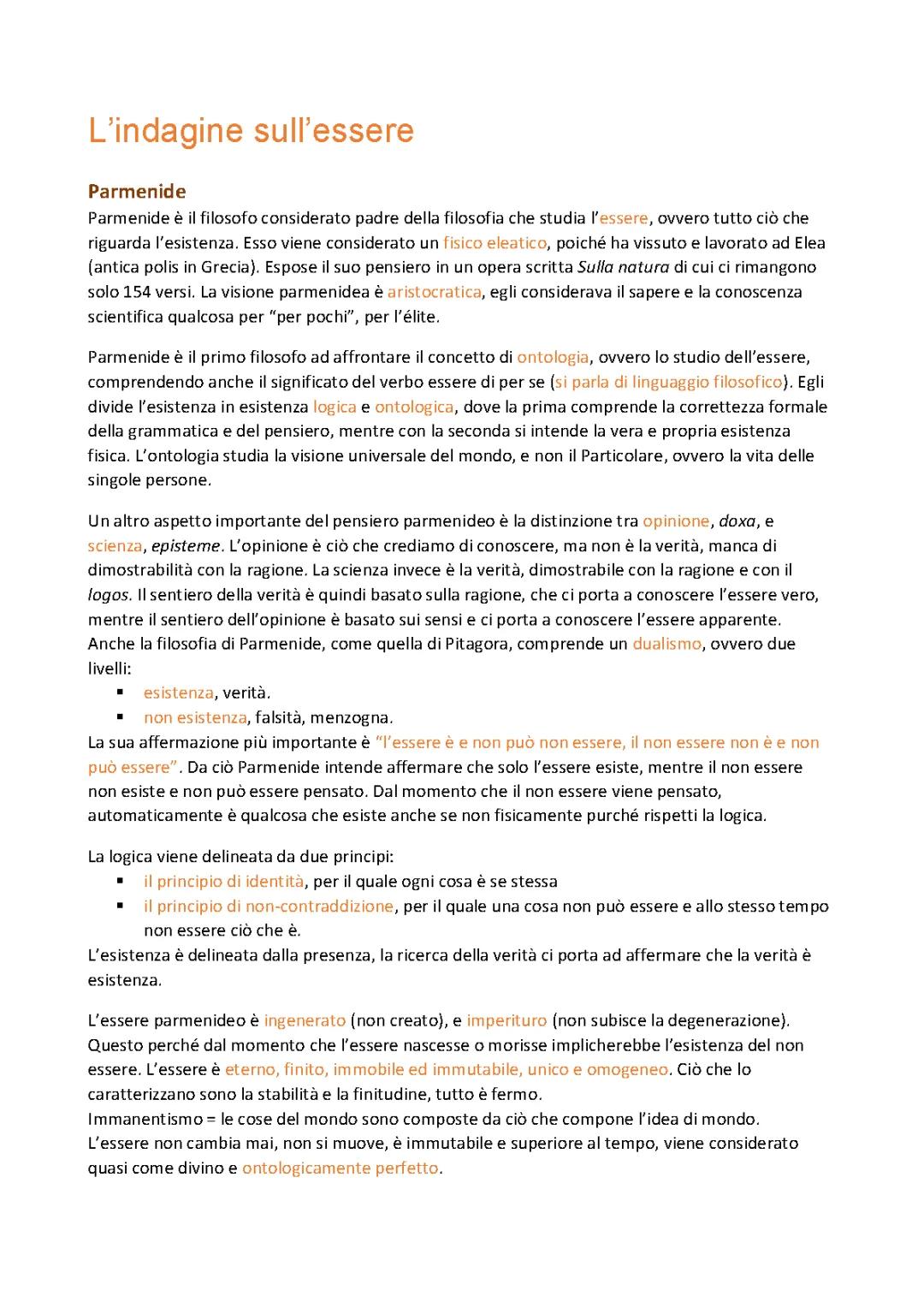 Parmenide, la ricerca sull'essere