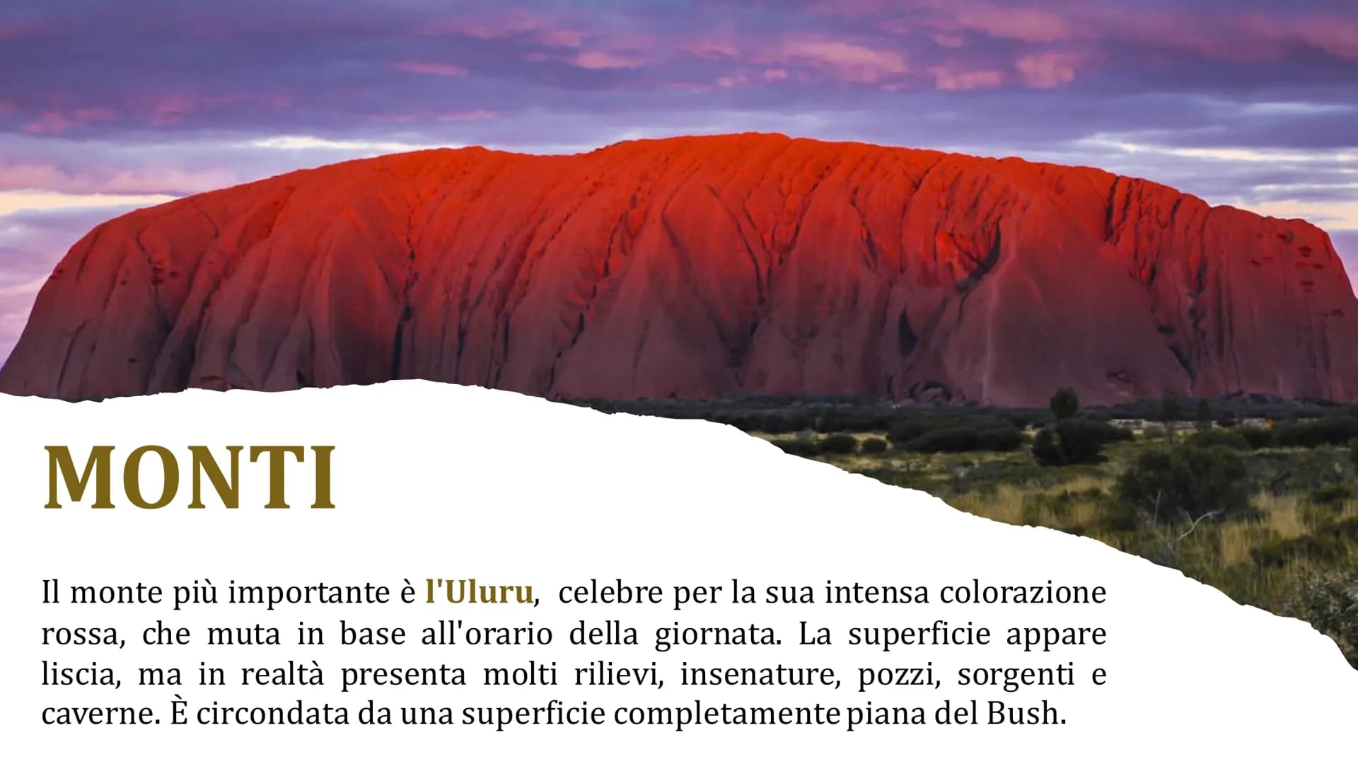 AUSTRALIA TERRITORIO
L'Australia si trova nell'emisfero
meridionale, è circondata dall'Oceano
Pacifico e dall'Oceano Indiano.
Può essere div