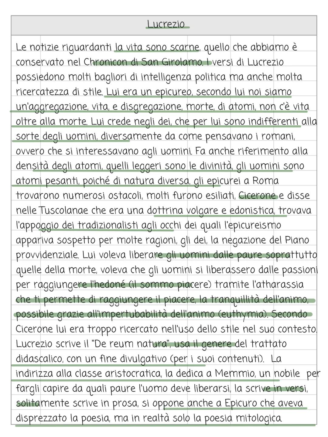 Lucrezio e il latino breve riassunto