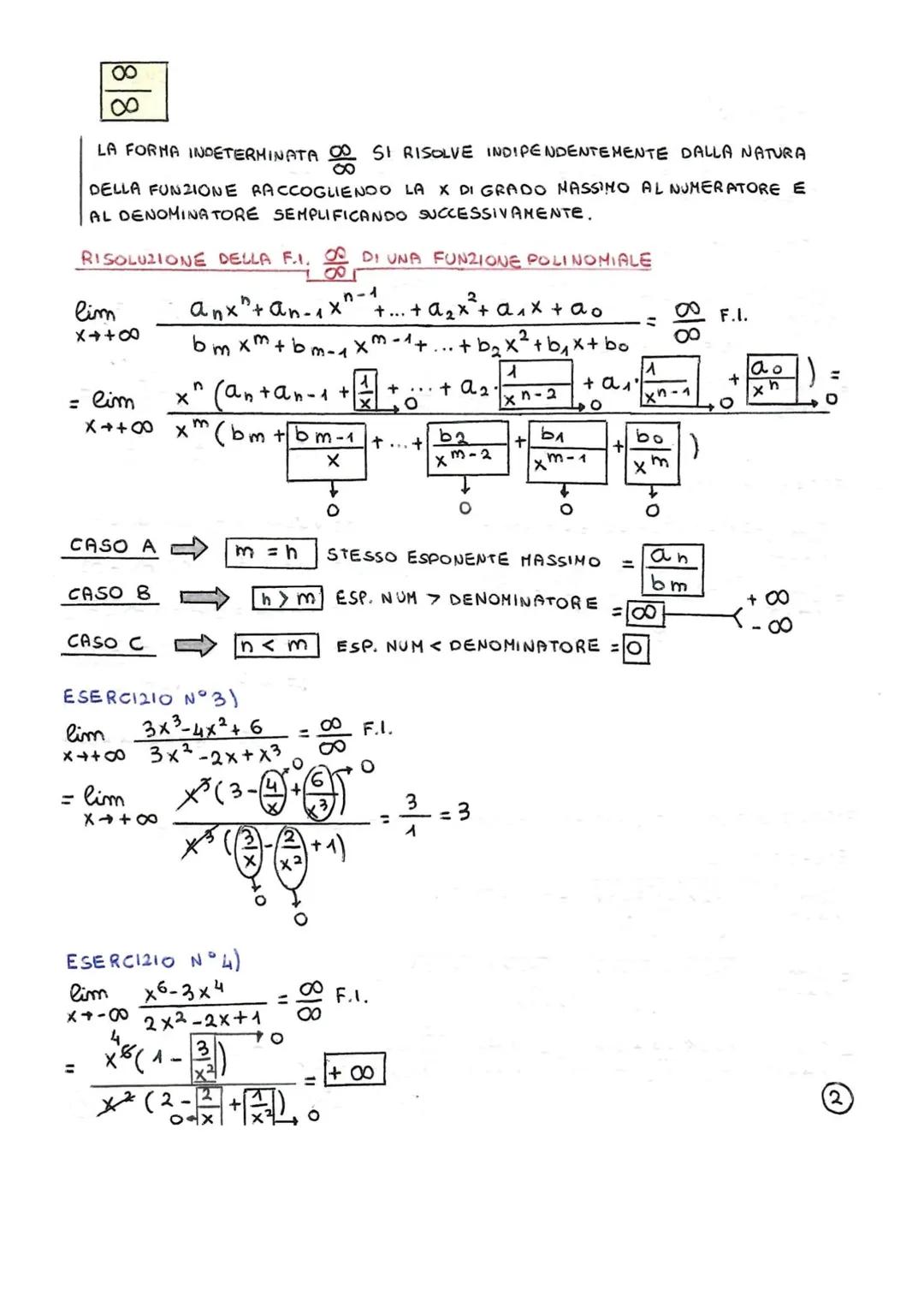 mate
FORME INDETERMINATE
=
+∞-∞
LA FORMA INDETERMINATA +00-00 51 RISOLVE RACCOGLIENDO LA X DI GRADO
MASSIMO (NEL CASO DI UNA FUNZIONE POLINO