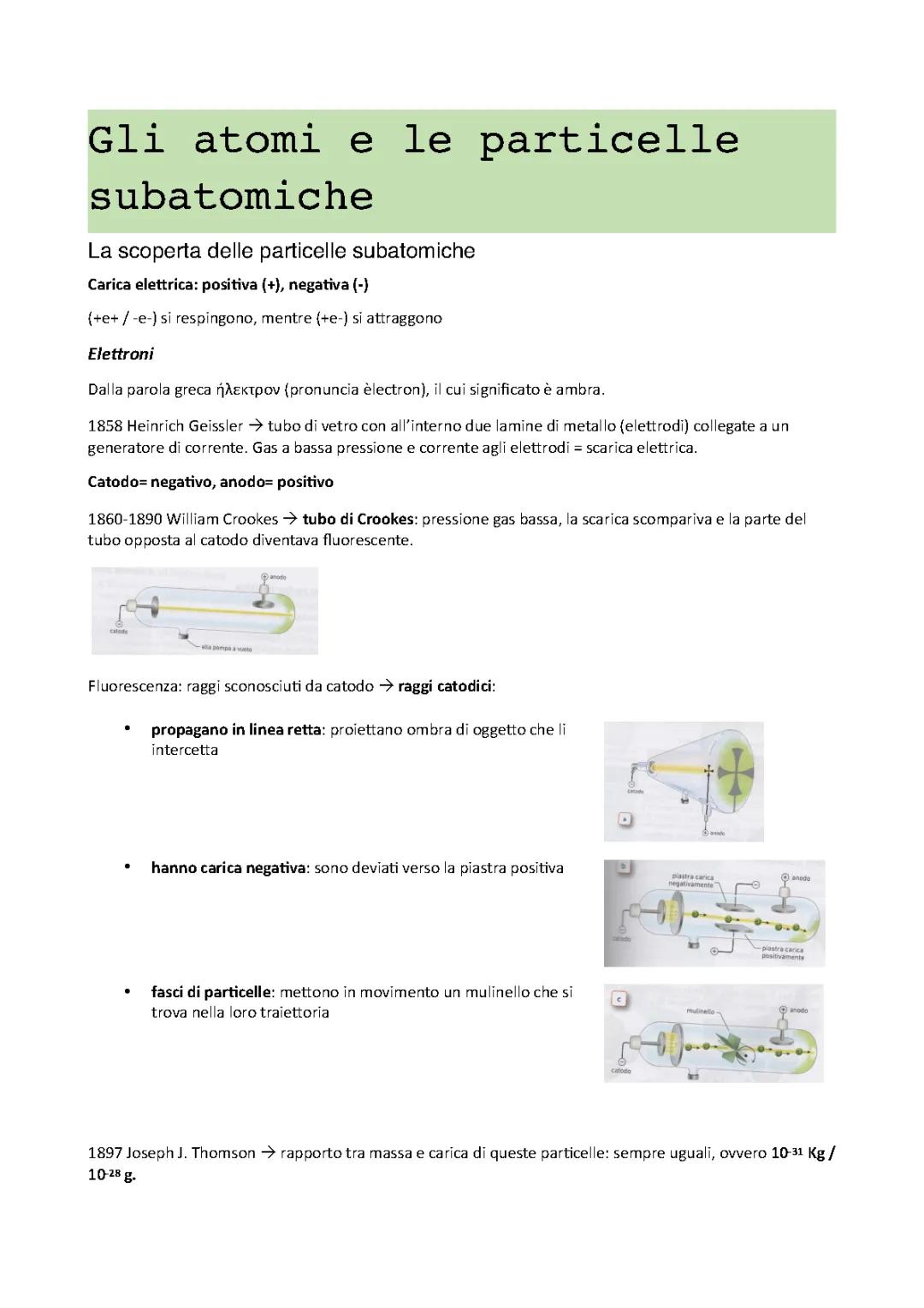 gli atomi e le particelle subatomiche/ la struttura degli atomi