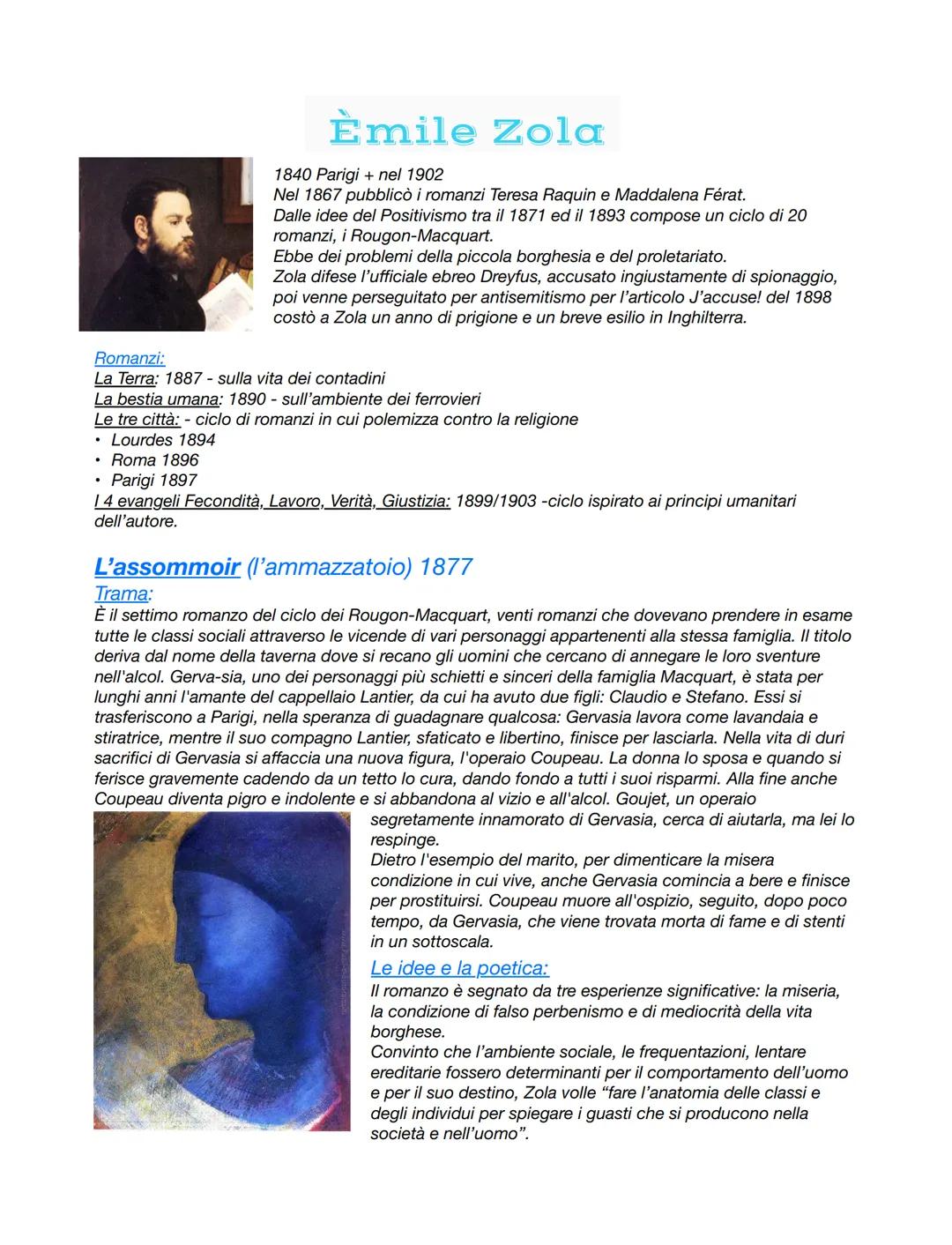 .
Èmile Zola
Roma 1896
Parigi 1897
1840 Parigi + nel 1902
Nel 1867 pubblicò i romanzi Teresa Raquin e Maddalena Férat.
Dalle idee del Positi