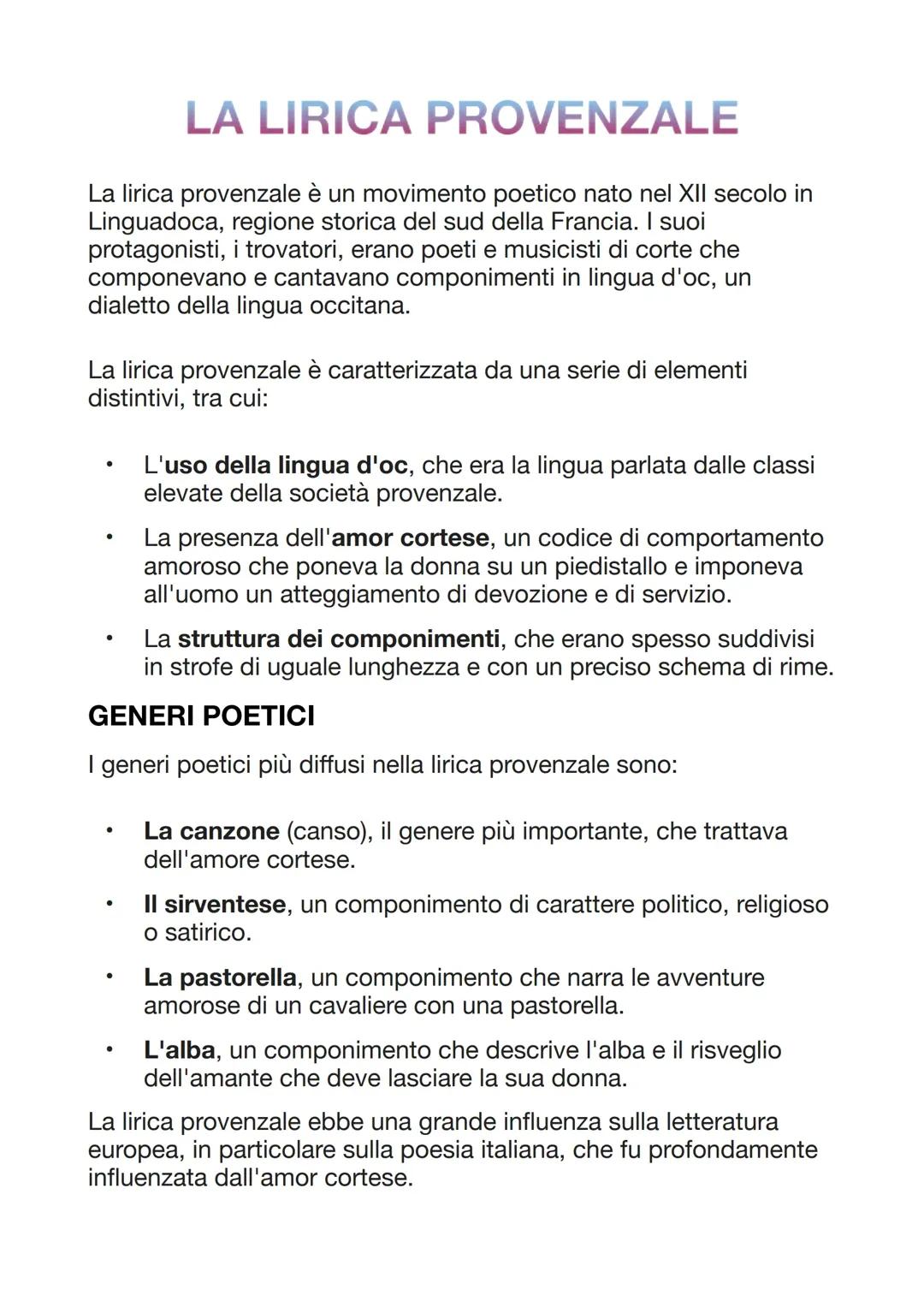 LA LIRICA PROVENZALE