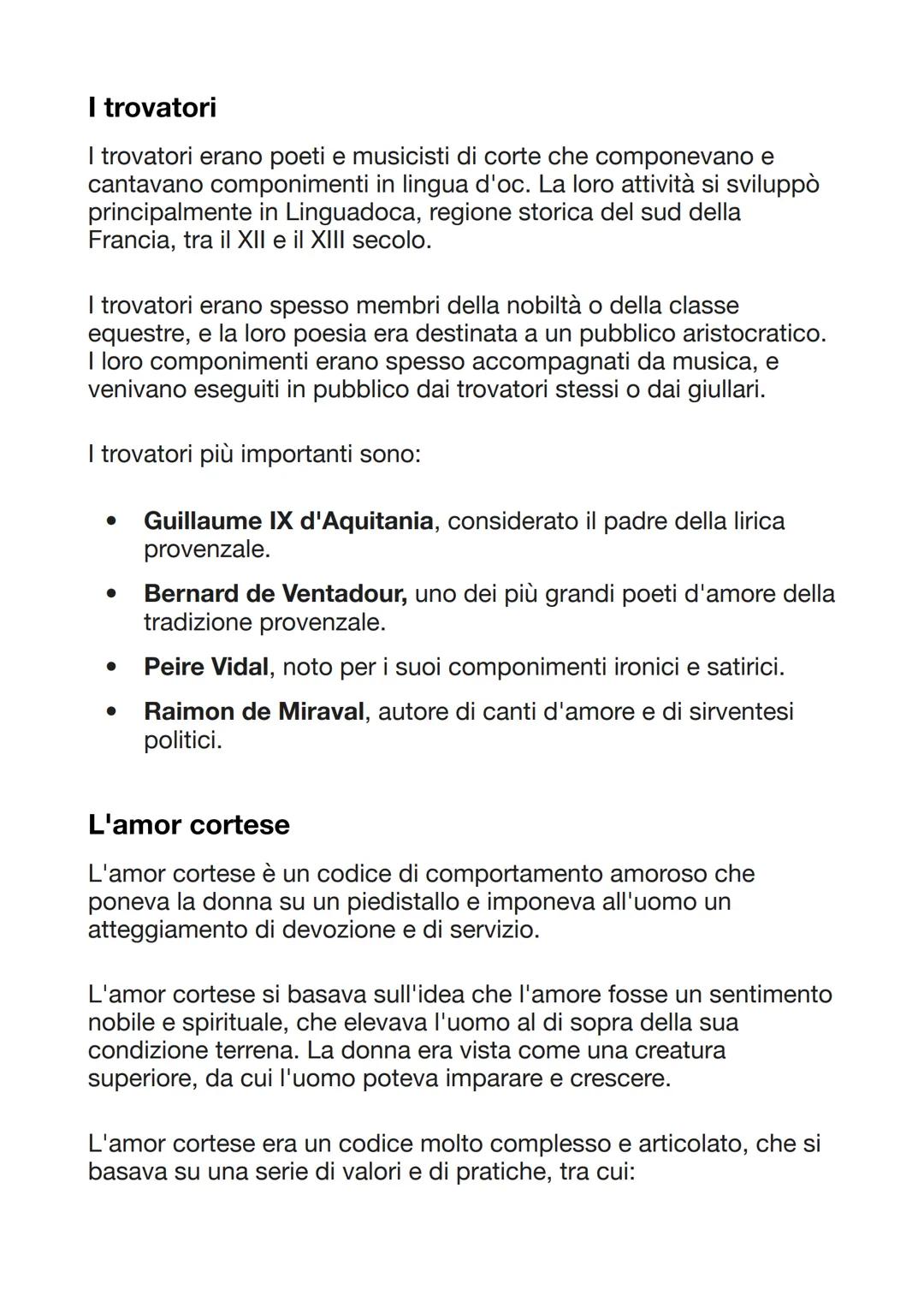 LA LIRICA PROVENZALE
La lirica provenzale è un movimento poetico nato nel XII secolo in
Linguadoca, regione storica del sud della Francia. I