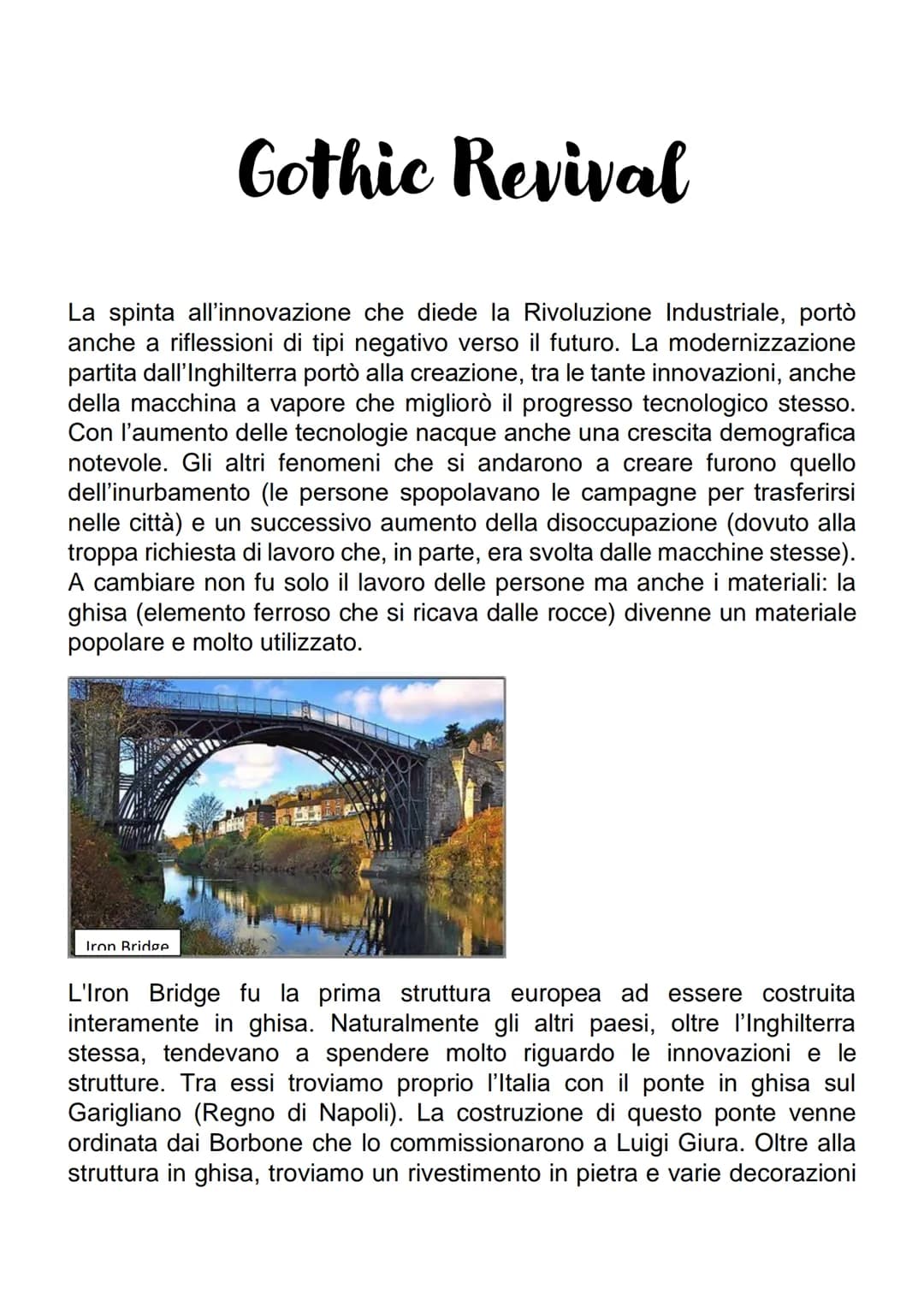 Gothic Revival
La spinta all'innovazione che diede la Rivoluzione Industriale, portò
anche a riflessioni di tipi negativo verso il futuro. L