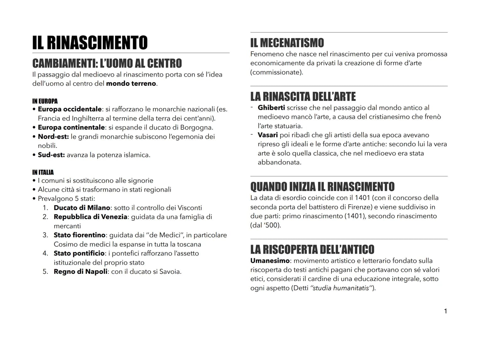 IL RINASCIMENTO
CAMBIAMENTI: L'UOMO AL CENTRO
Il passaggio dal medioevo al rinascimento porta con sé l'idea
dell'uomo al centro del mondo te