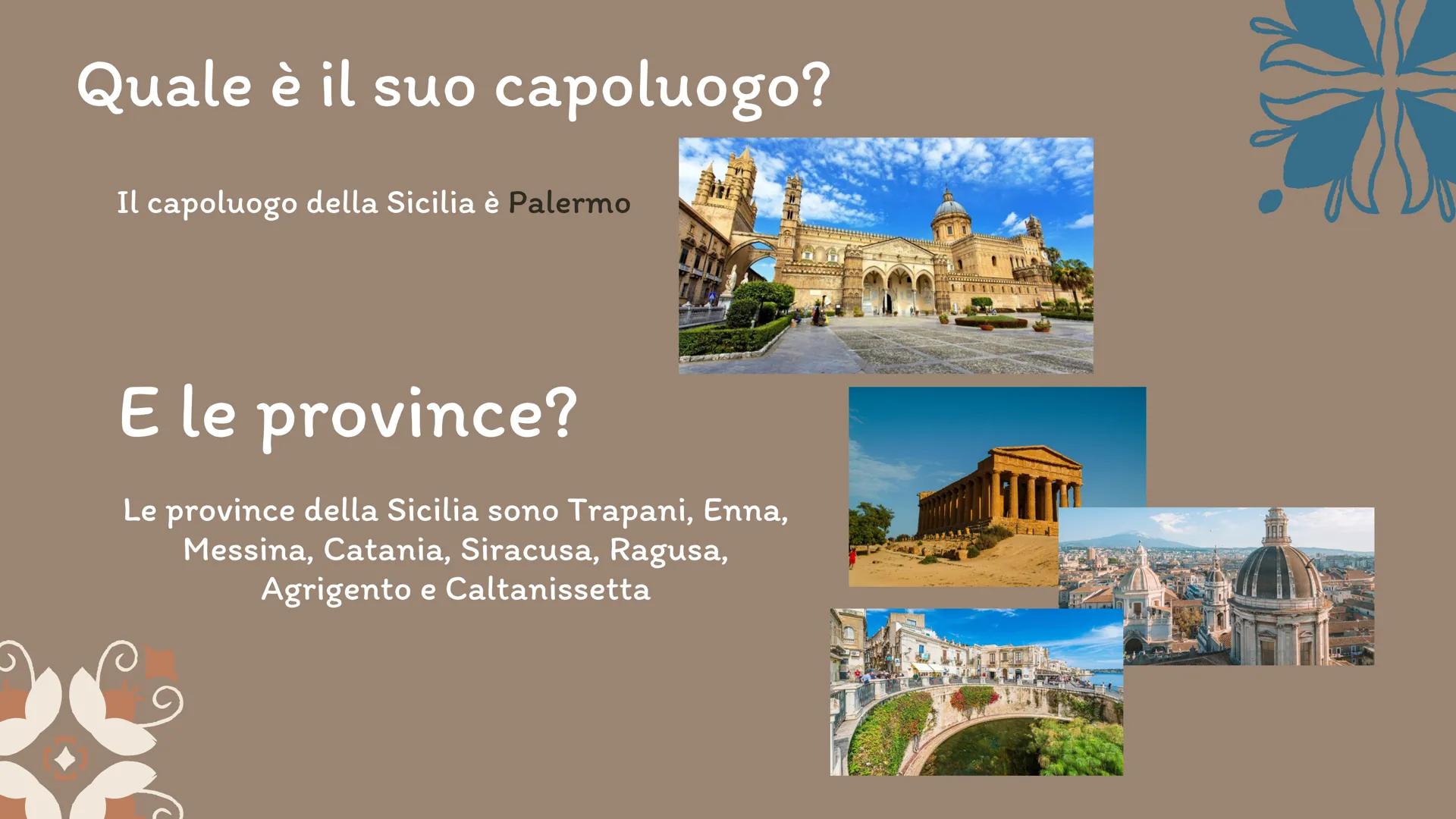 La Sicilia stemma della Sicilia
La trinacria è uno stemma che raffigura una
testa di donna con tre gambe piegate che
escono da essa. Simbolo