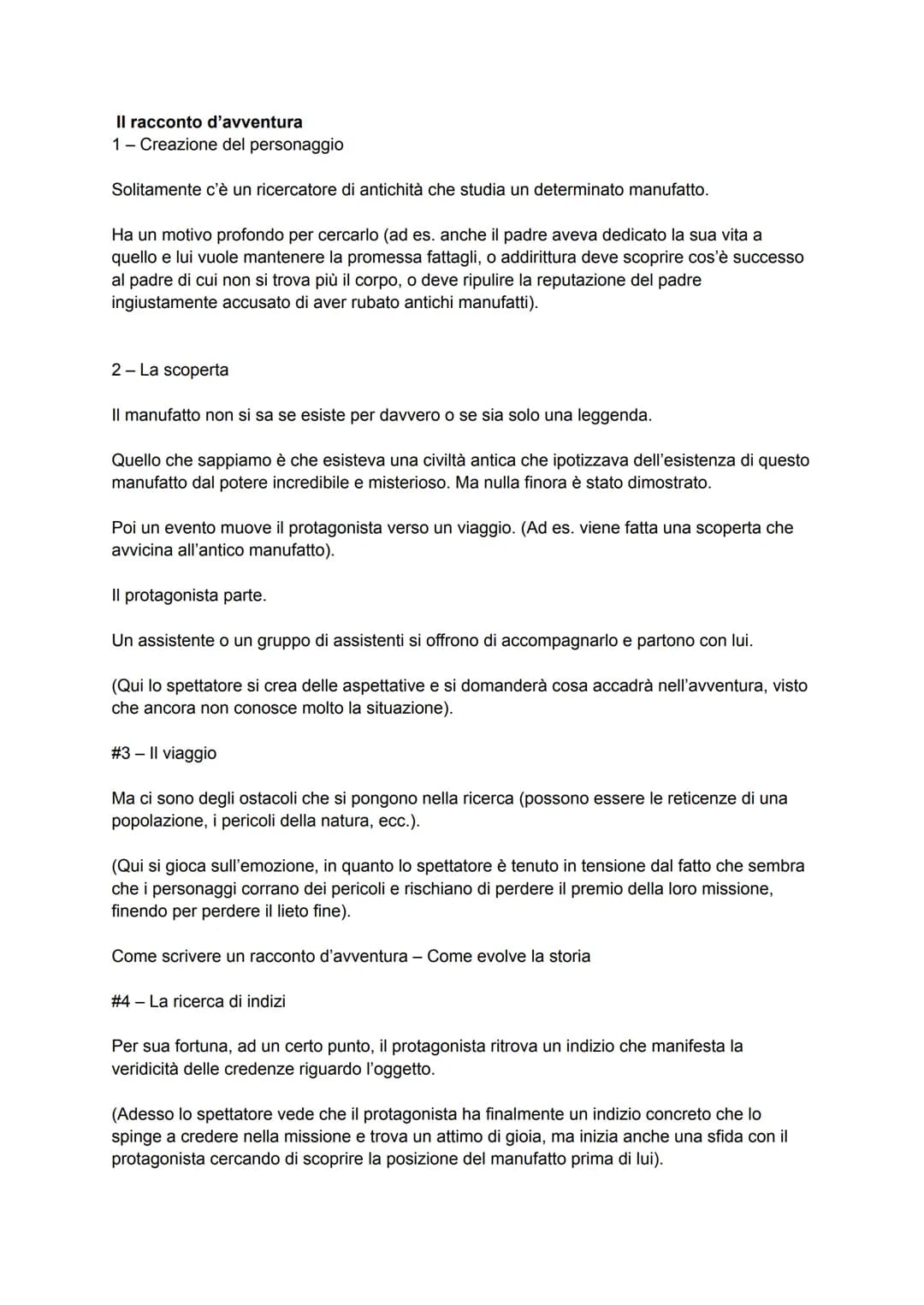 Il racconto d'avventura
1 - Creazione del personaggio
Solitamente c'è un ricercatore di antichità che studia un determinato manufatto.
Ha un