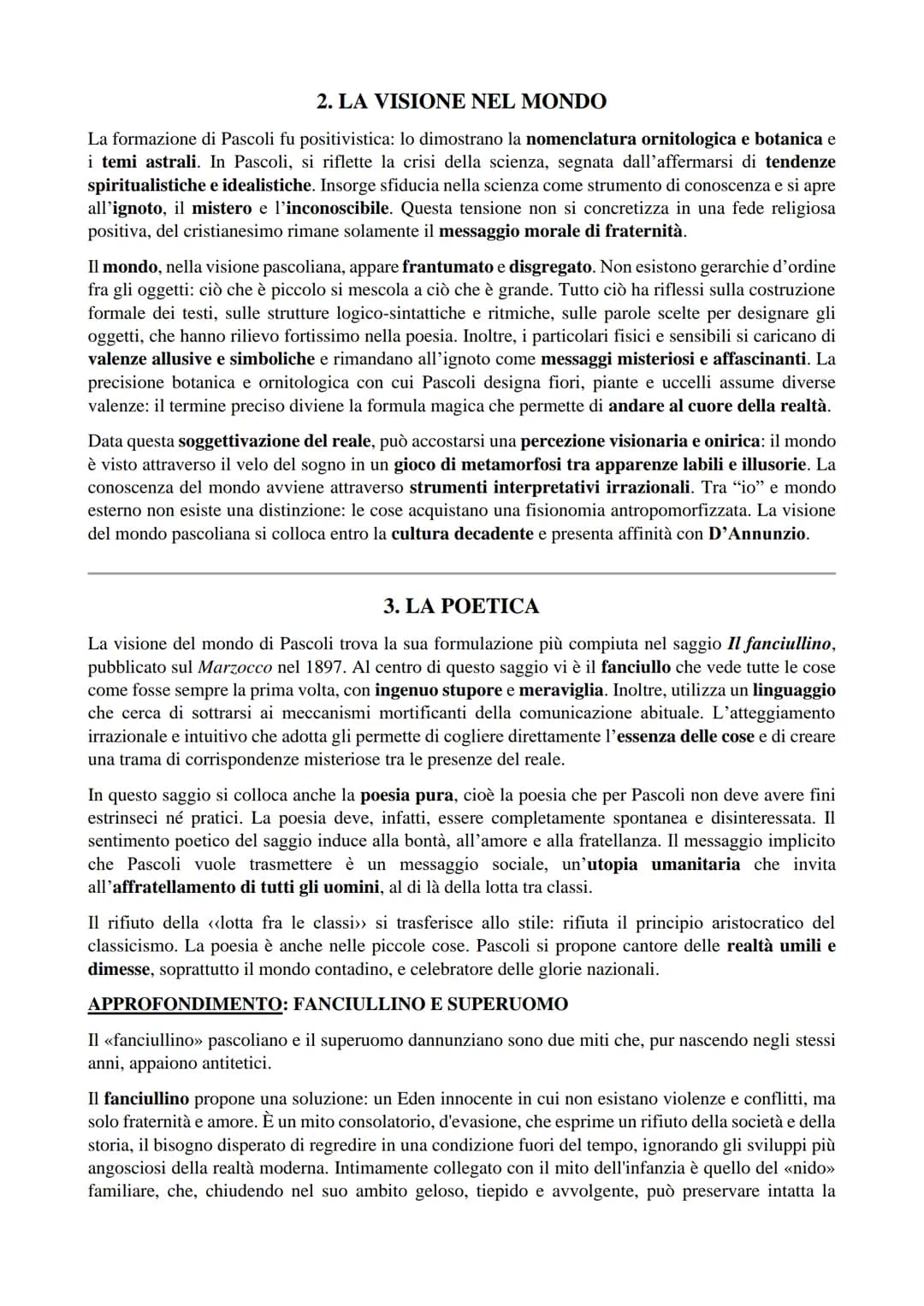 GIOVANNI PASCOLI (1855-1912)
1. VITA
Giovanni Pascoli nacque il 31 dicembre 1855 a San Mauro di Romagna, da una piccola famiglia
borghese ru