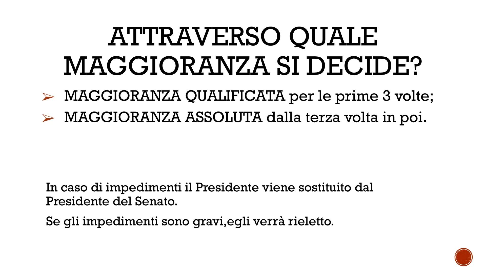 # PRESIDENTE

# DELLA

# REPUBBLICA # QUAL É IL RUOLO DEL
PRESIDENTE DELLA REPUBBLICA?

* Capo dello Stato
* Rappresenta l'unità dello Stato