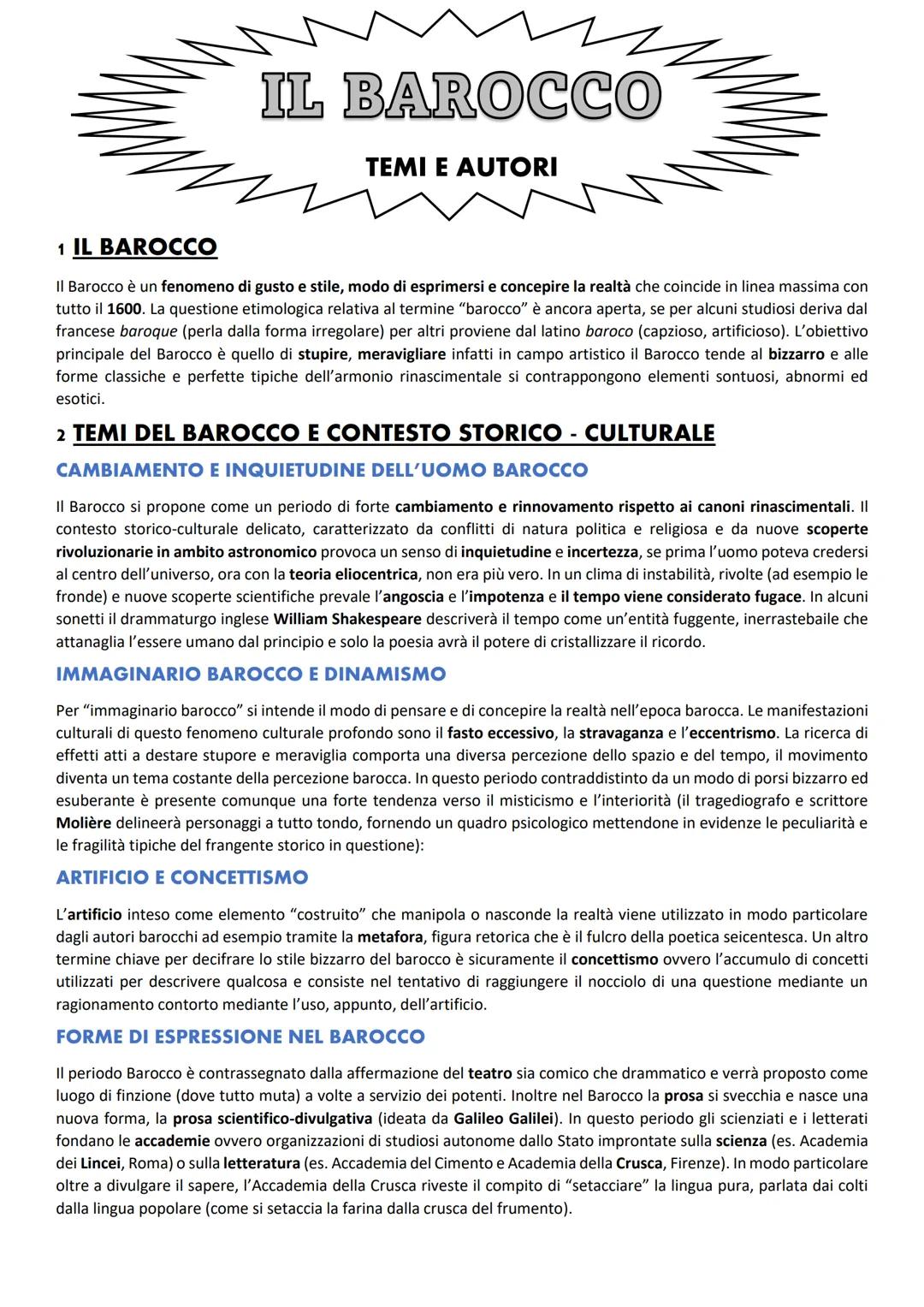 # IL BAROCCO

TEMI E AUTORI

1 IL BAROCCO

Il Barocco è un fenomeno di gusto e stile, modo di esprimersi e concepire la realtà che coincide 